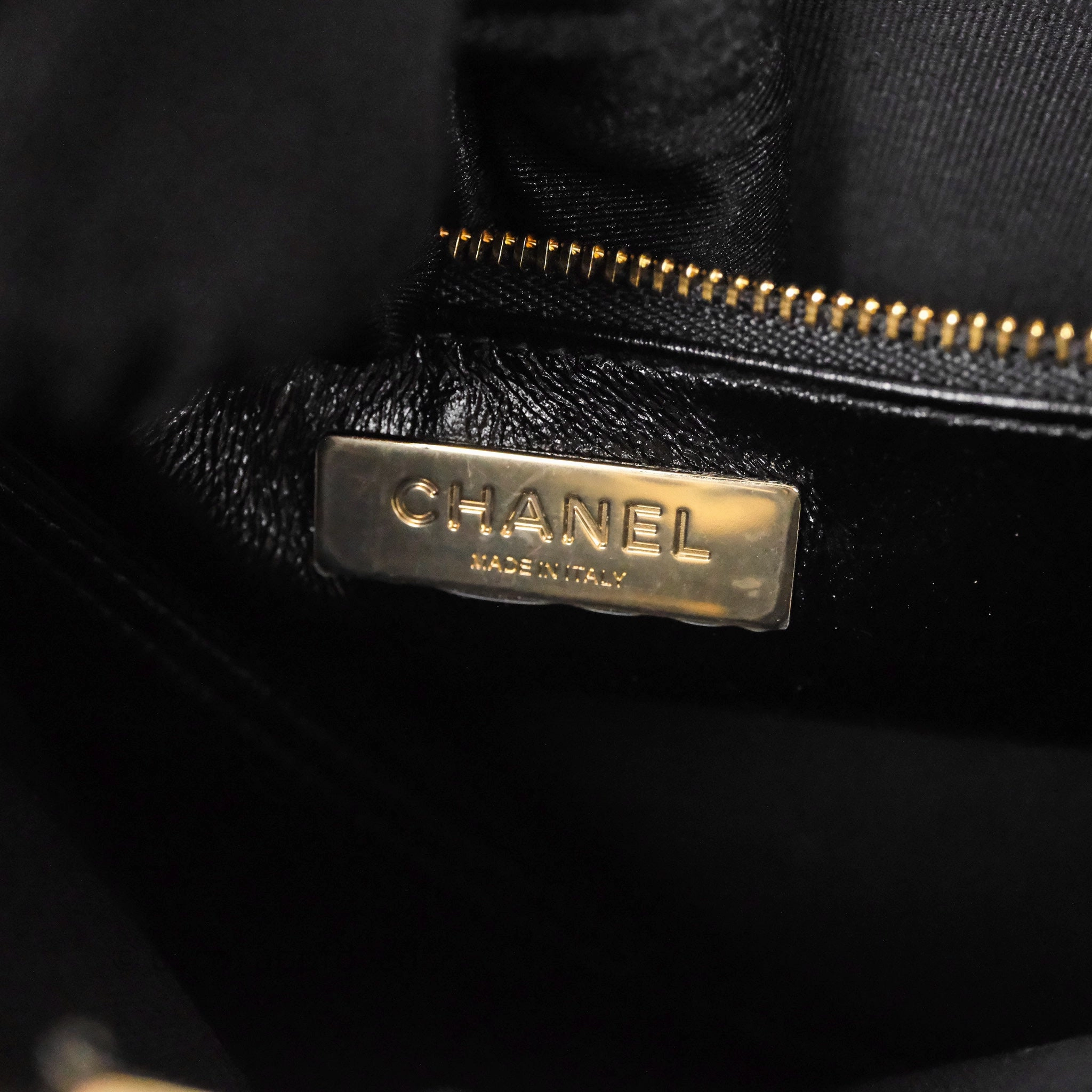 Chanel 31 Small Shopping Bag Shiny Lambskin Black Gold Hardware