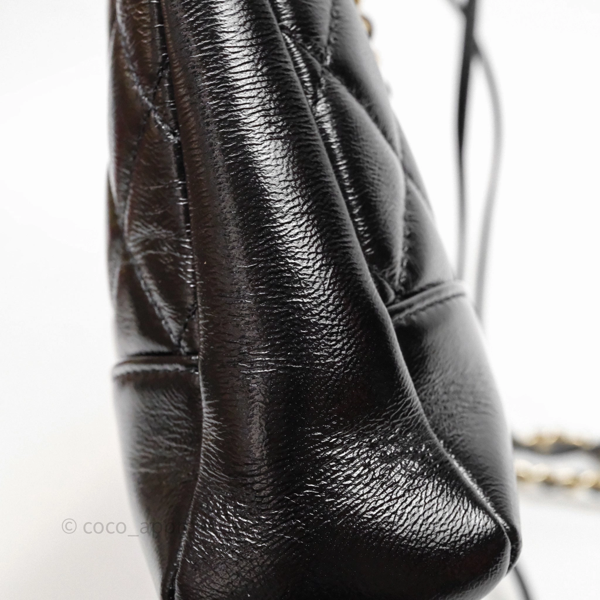 Chanel 31 Small Shopping Bag Shiny Lambskin Black Gold Hardware