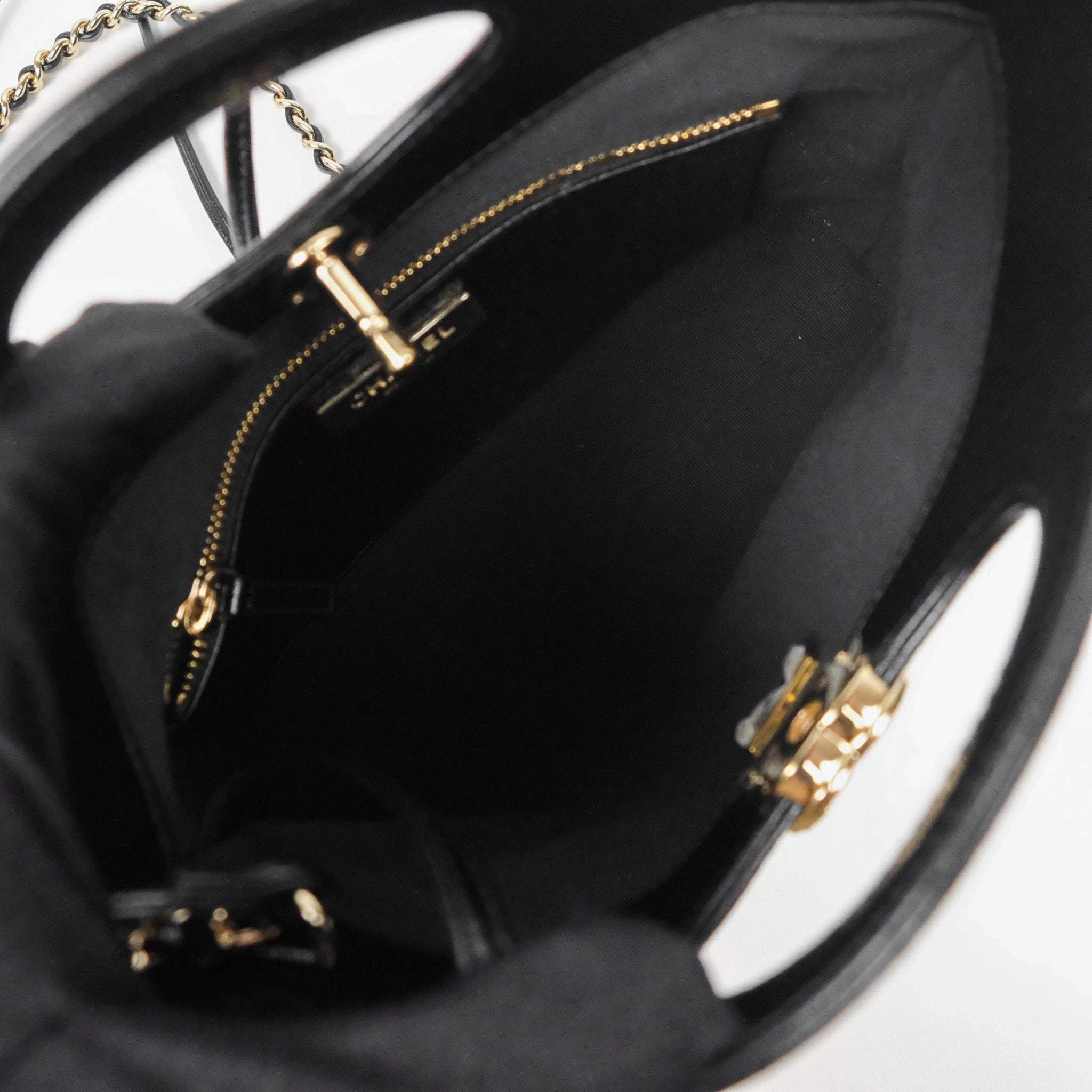 Chanel 31 Small Shopping Bag Shiny Lambskin Black Gold Hardware