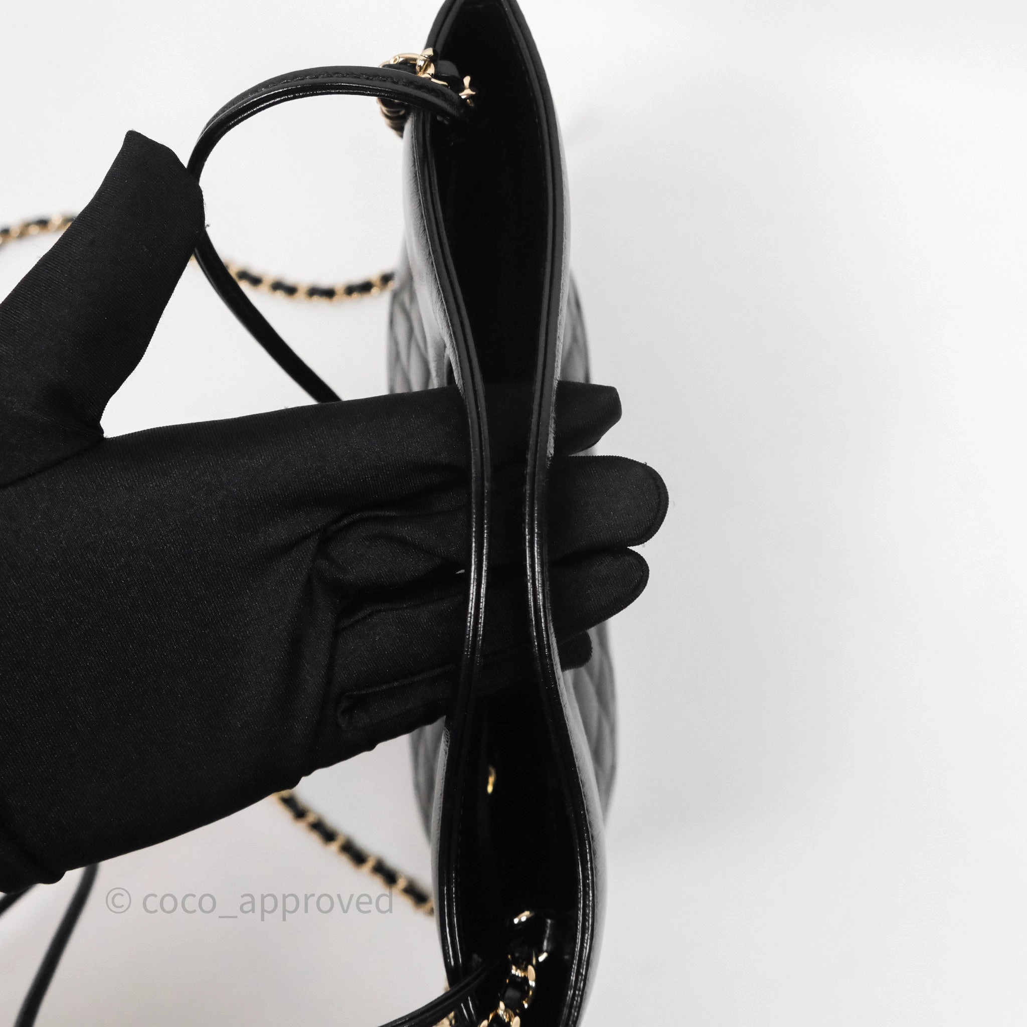 Chanel 31 Small Shopping Bag Shiny Lambskin Black Gold Hardware