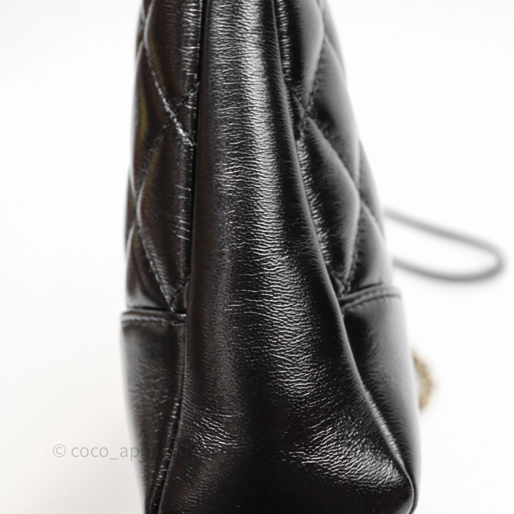 Chanel 31 Small Shopping Bag Shiny Lambskin Black Gold Hardware