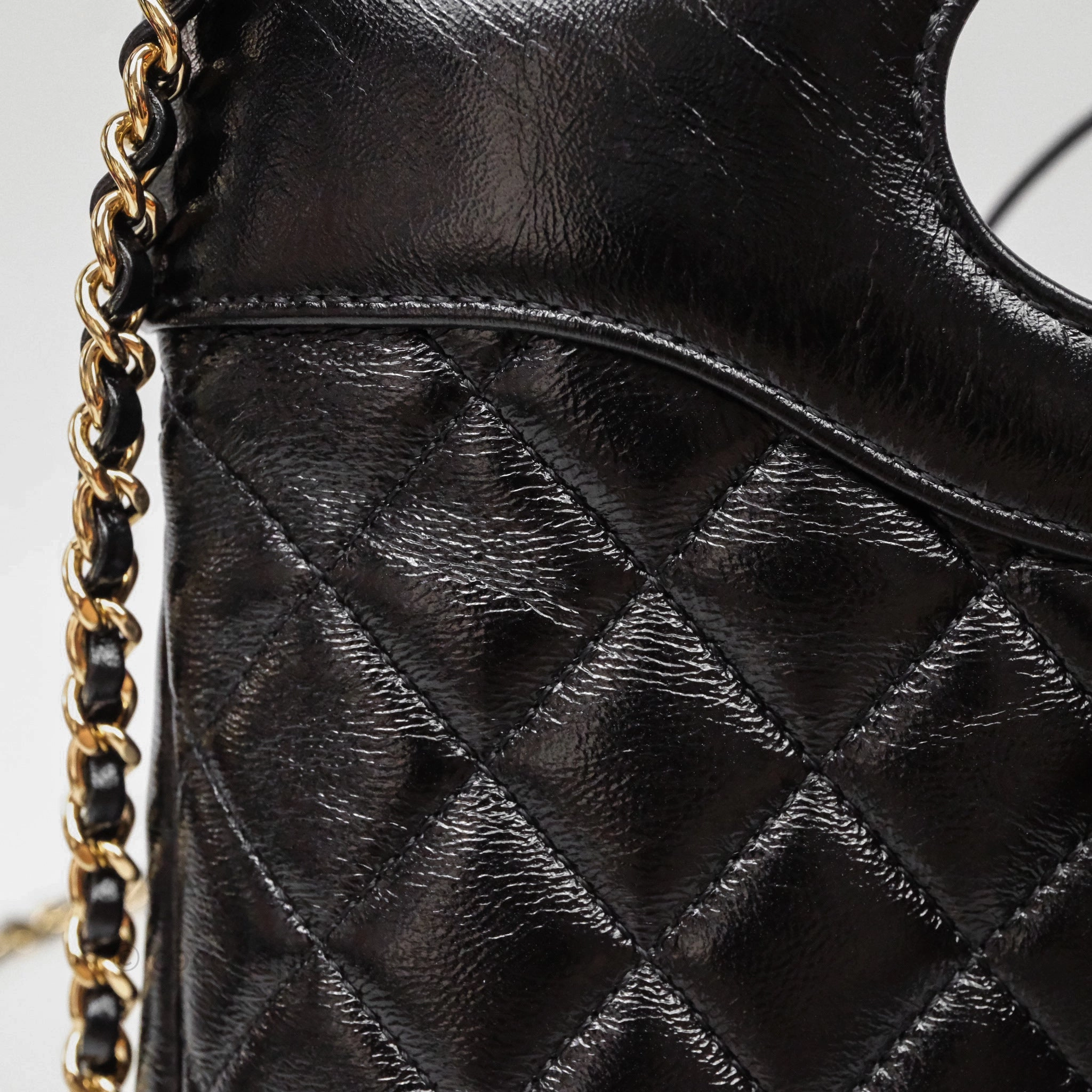Chanel 31 Small Shopping Bag Shiny Lambskin Black Gold Hardware