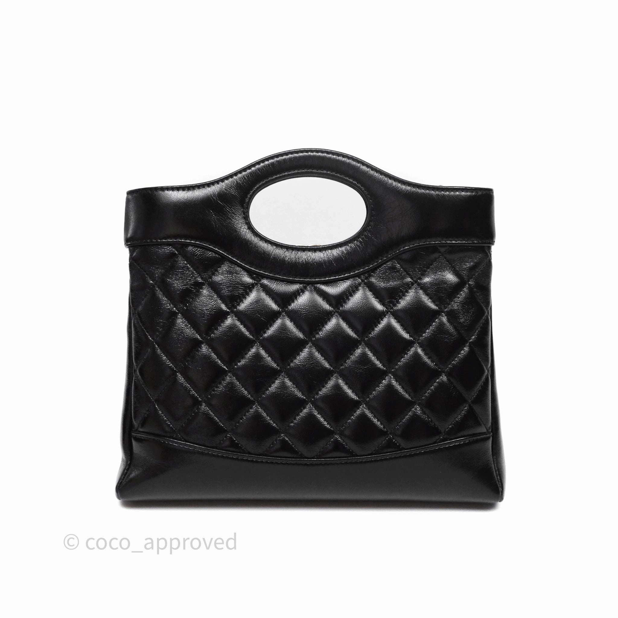 Chanel 31 Small Shopping Bag Shiny Lambskin Black Gold Hardware