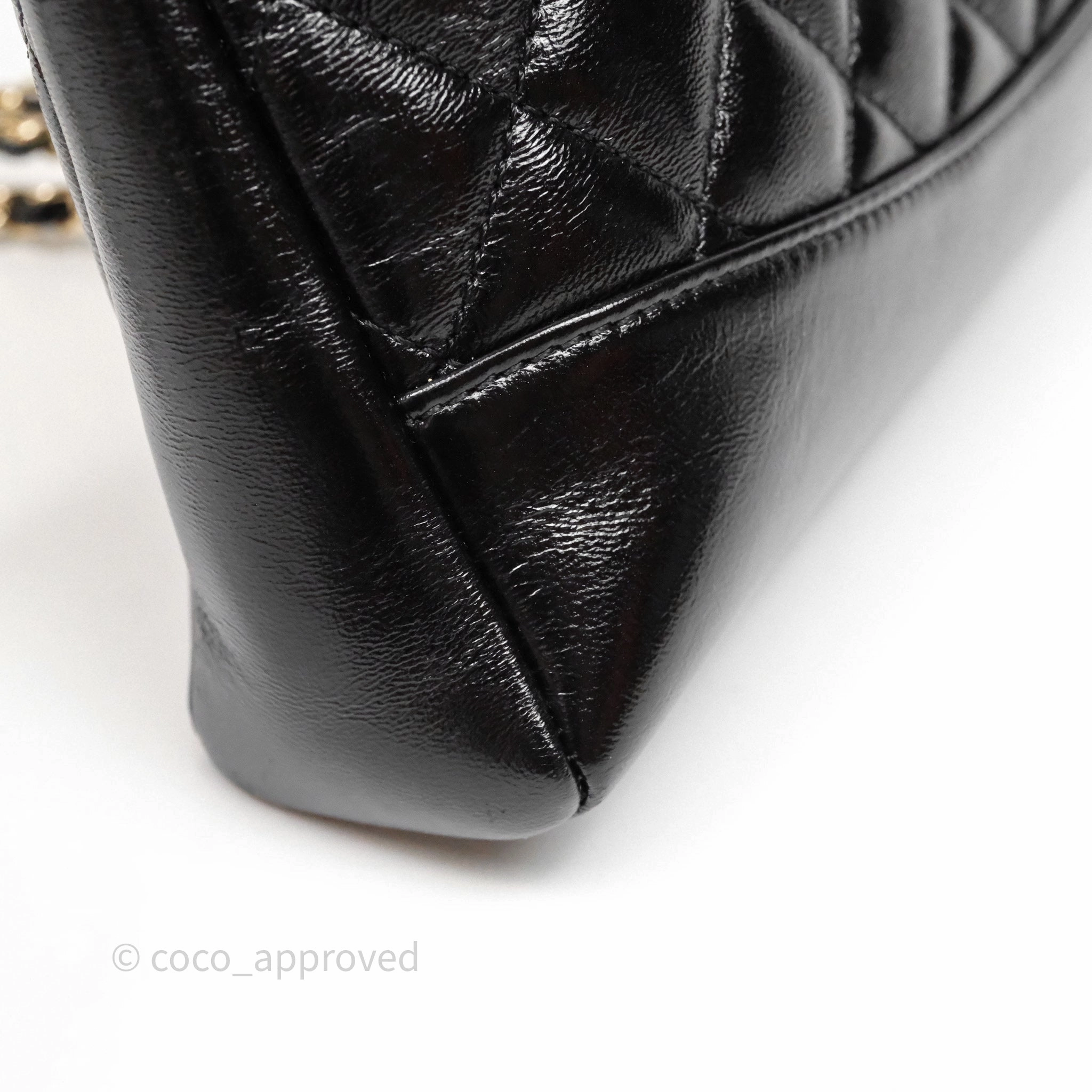 Chanel 31 Small Shopping Bag Shiny Lambskin Black Gold Hardware