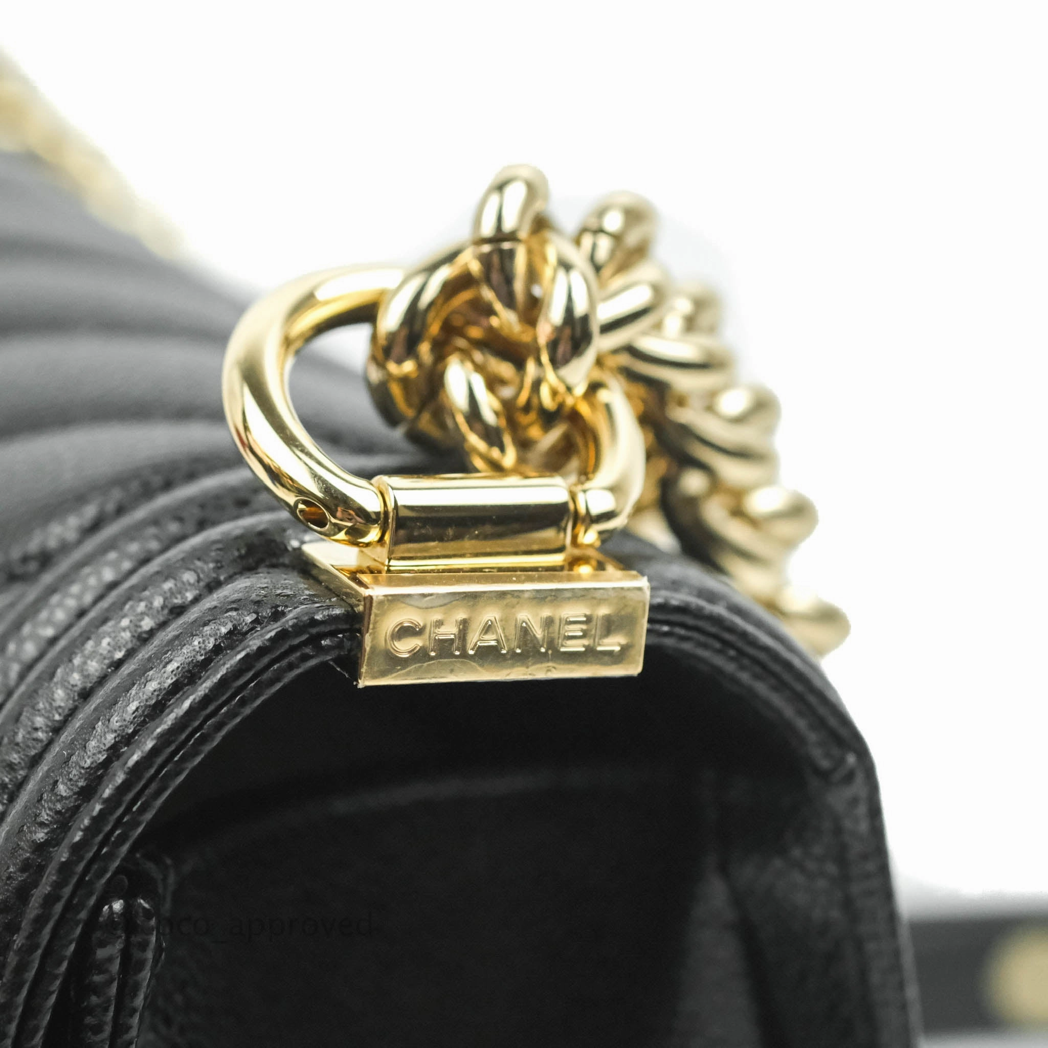 Chanel Boy Chevron Medium Black Caviar Gold Hardware