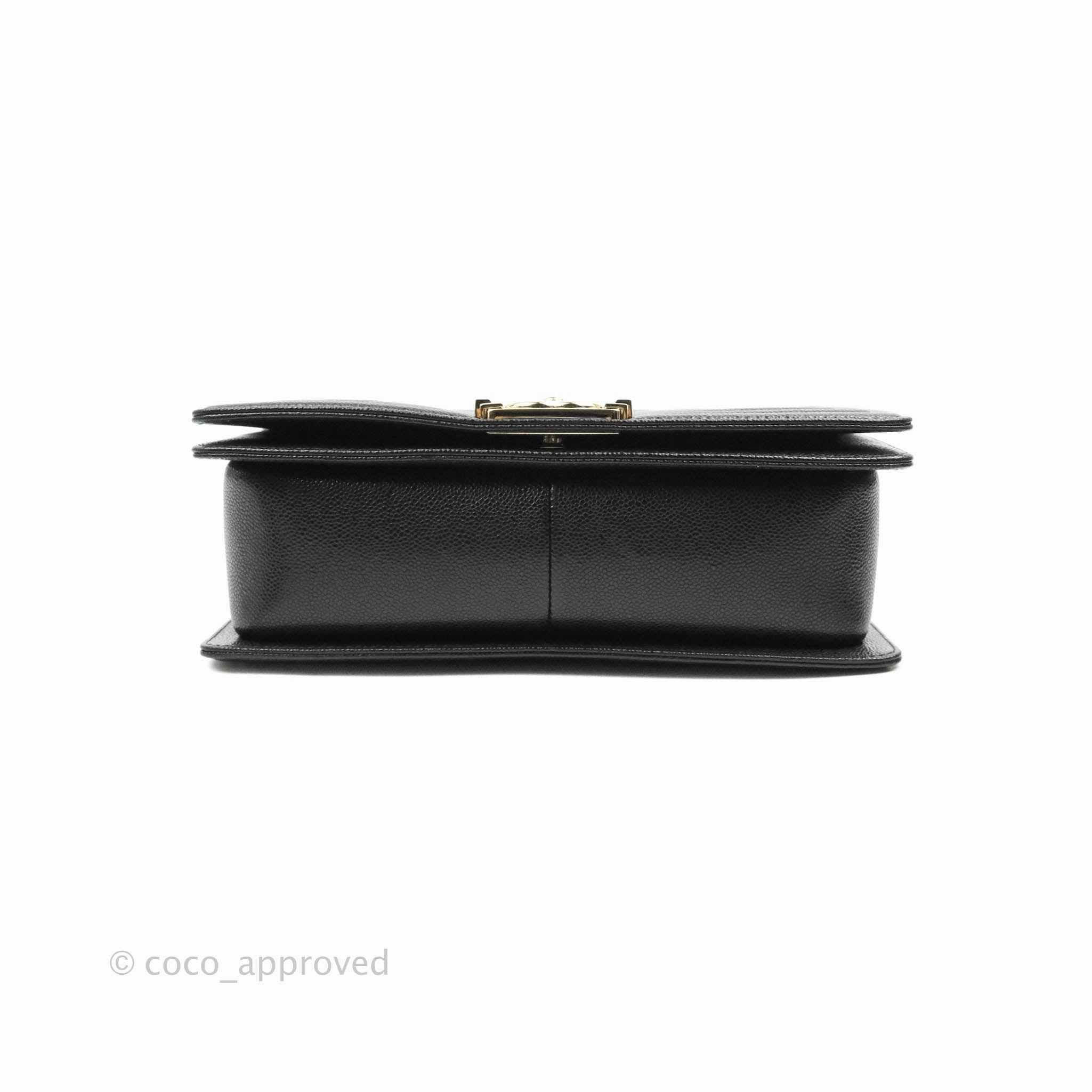 Chanel Boy Chevron Medium Black Caviar Gold Hardware