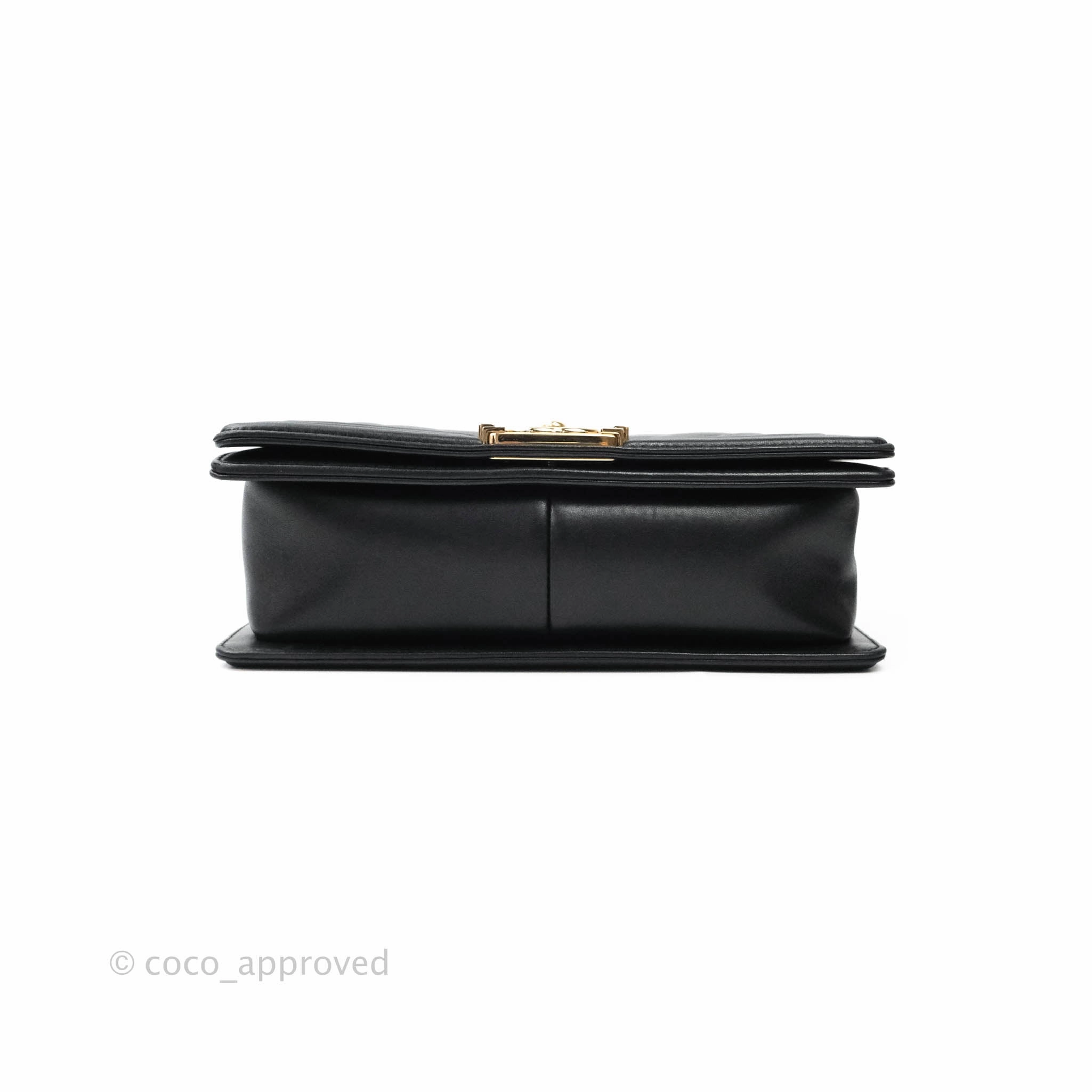 Chanel Boy Chevron Medium Black Lambskin Gold Hardware