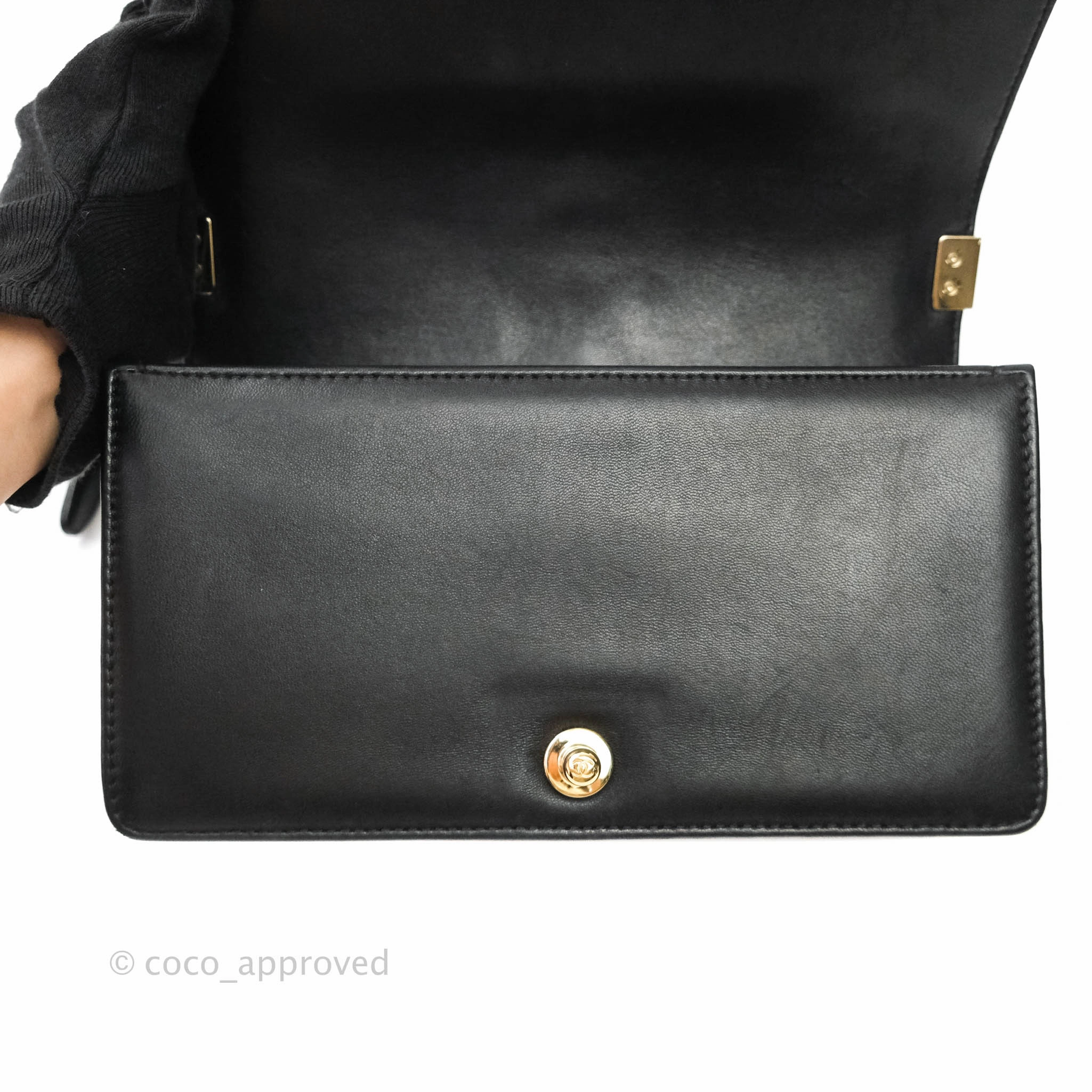 Chanel Boy Chevron Medium Black Lambskin Gold Hardware