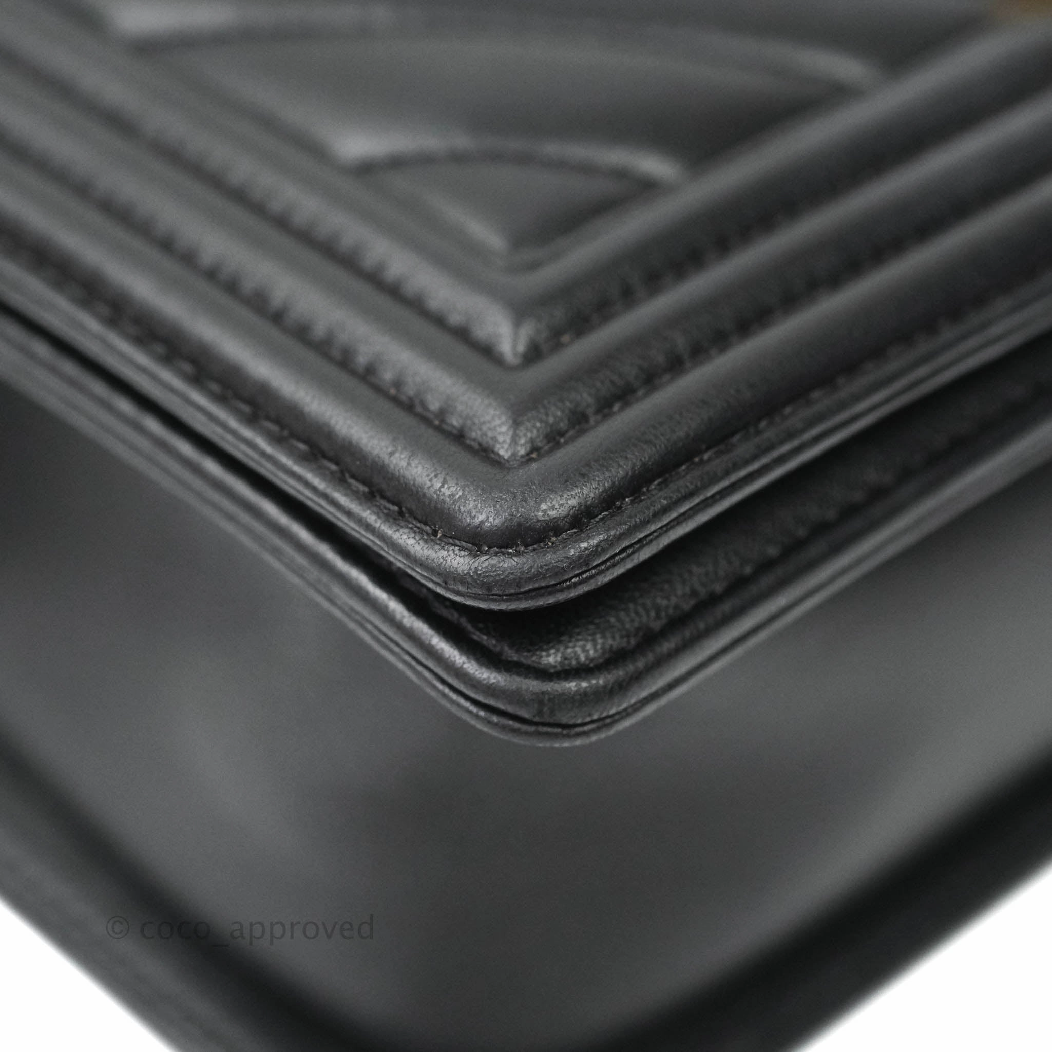 Chanel Boy Chevron Medium Black Lambskin Gold Hardware