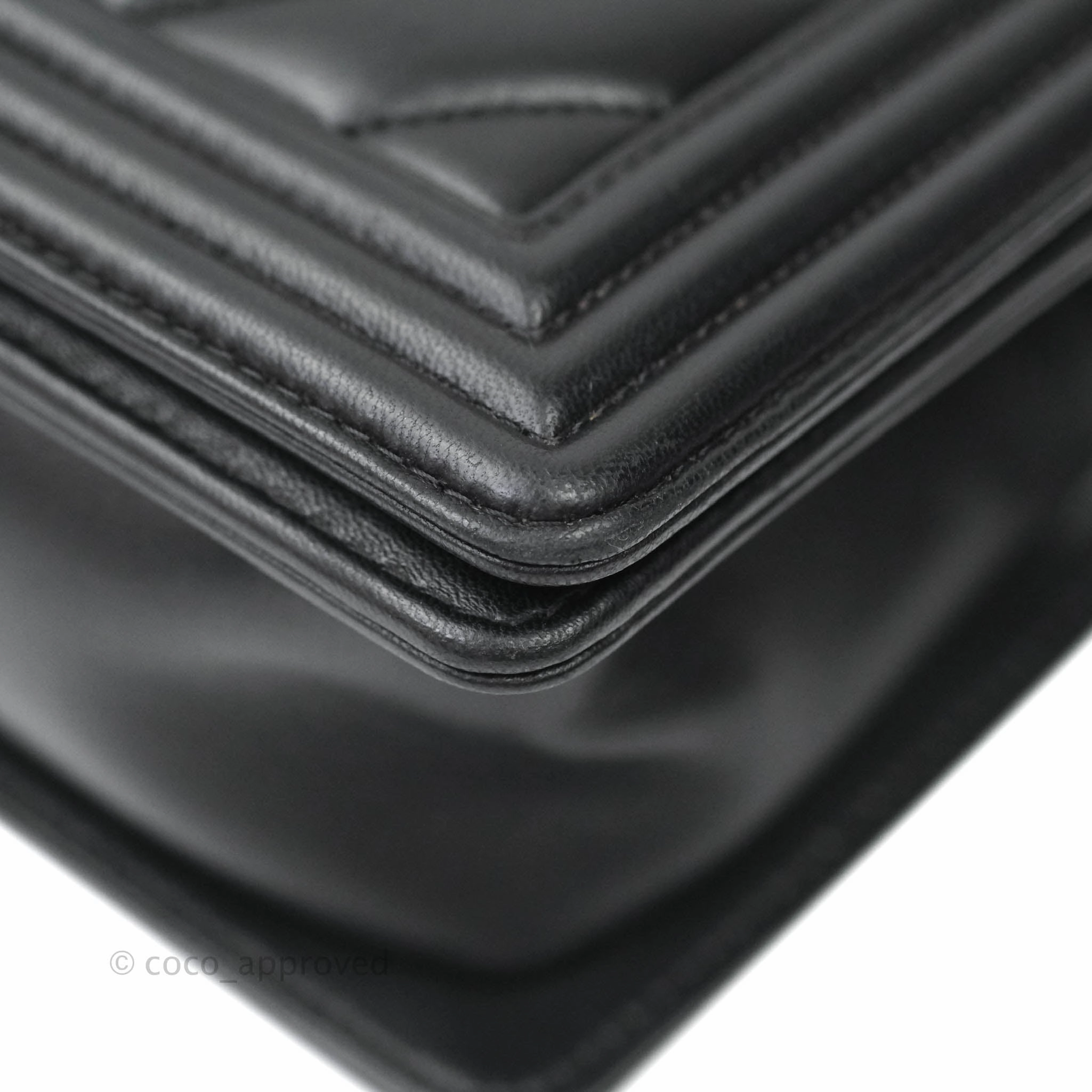 Chanel Boy Chevron Medium Black Lambskin Gold Hardware
