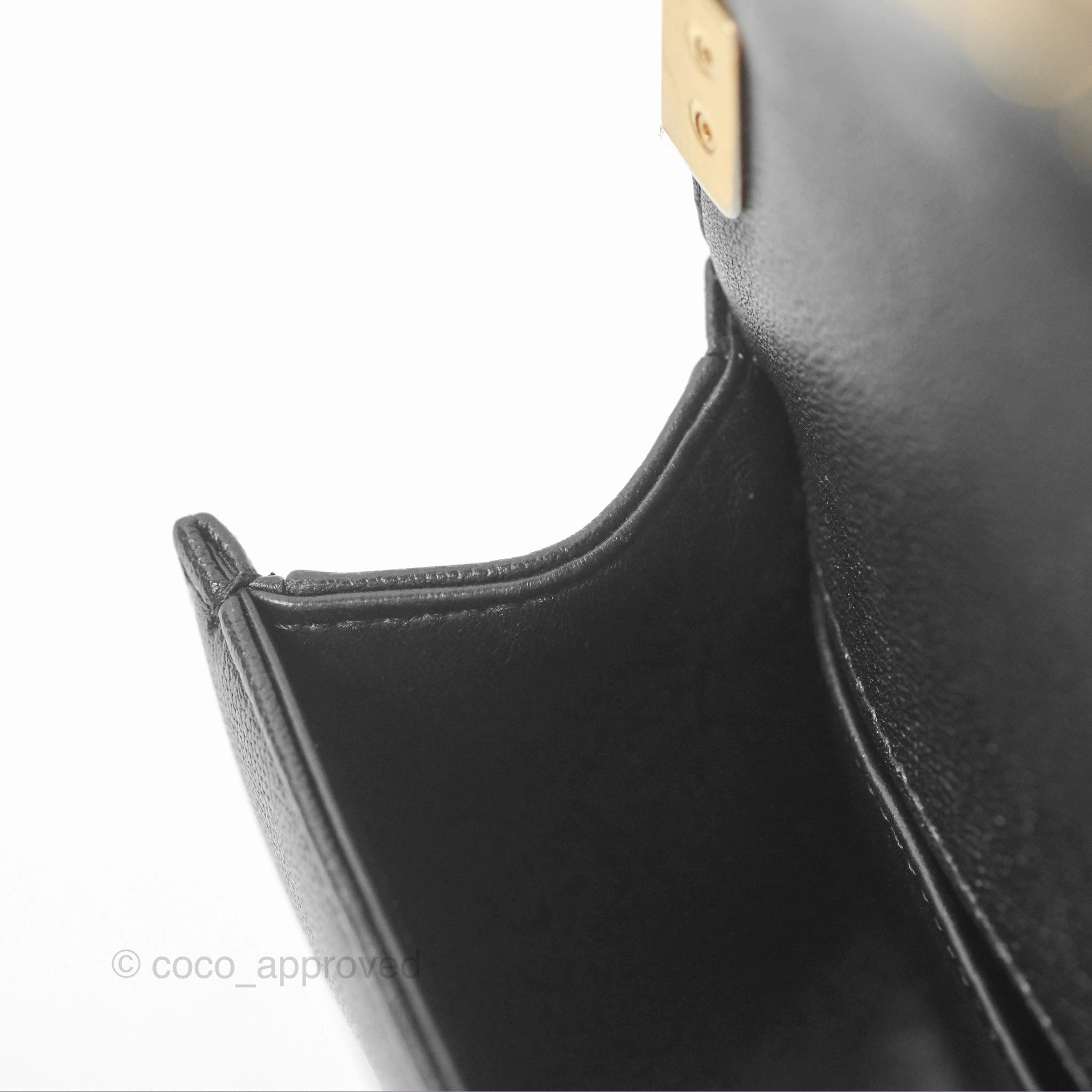 Chanel Boy Messenger Bag Black Caviar Aged Gold Hardware