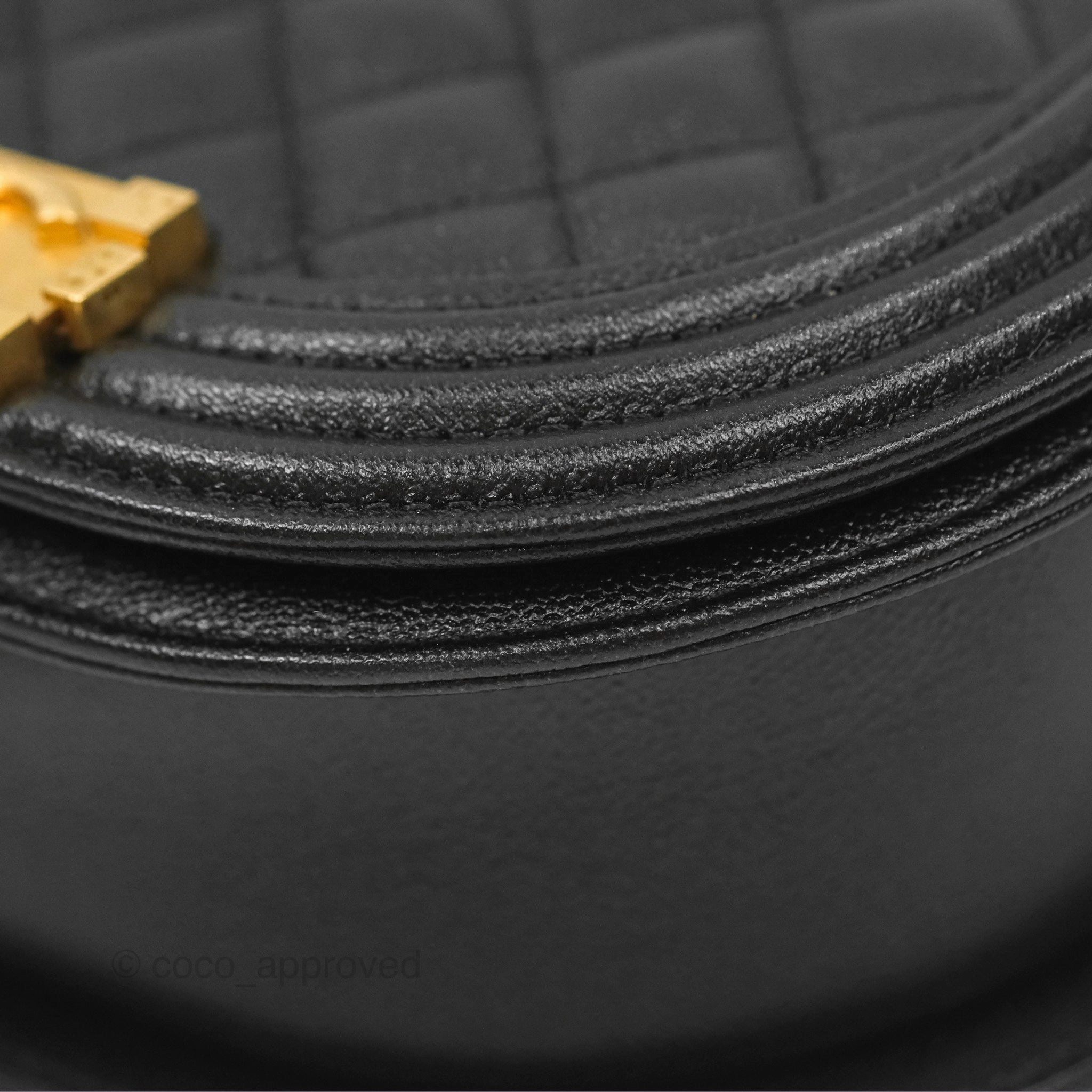 Chanel Boy Messenger Bag Black Caviar Aged Gold Hardware
