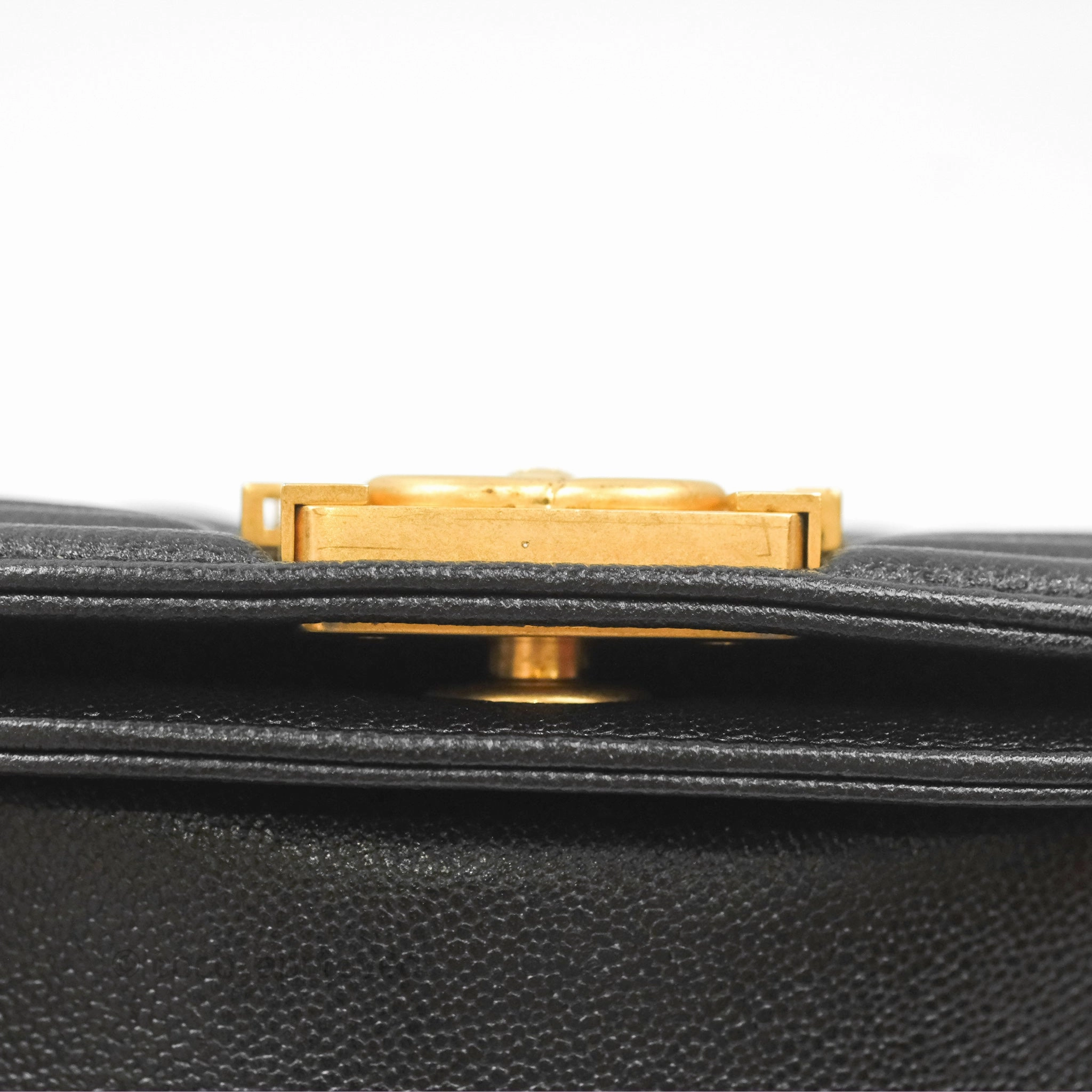 Chanel Boy Messenger Bag Black Caviar Aged Gold Hardware