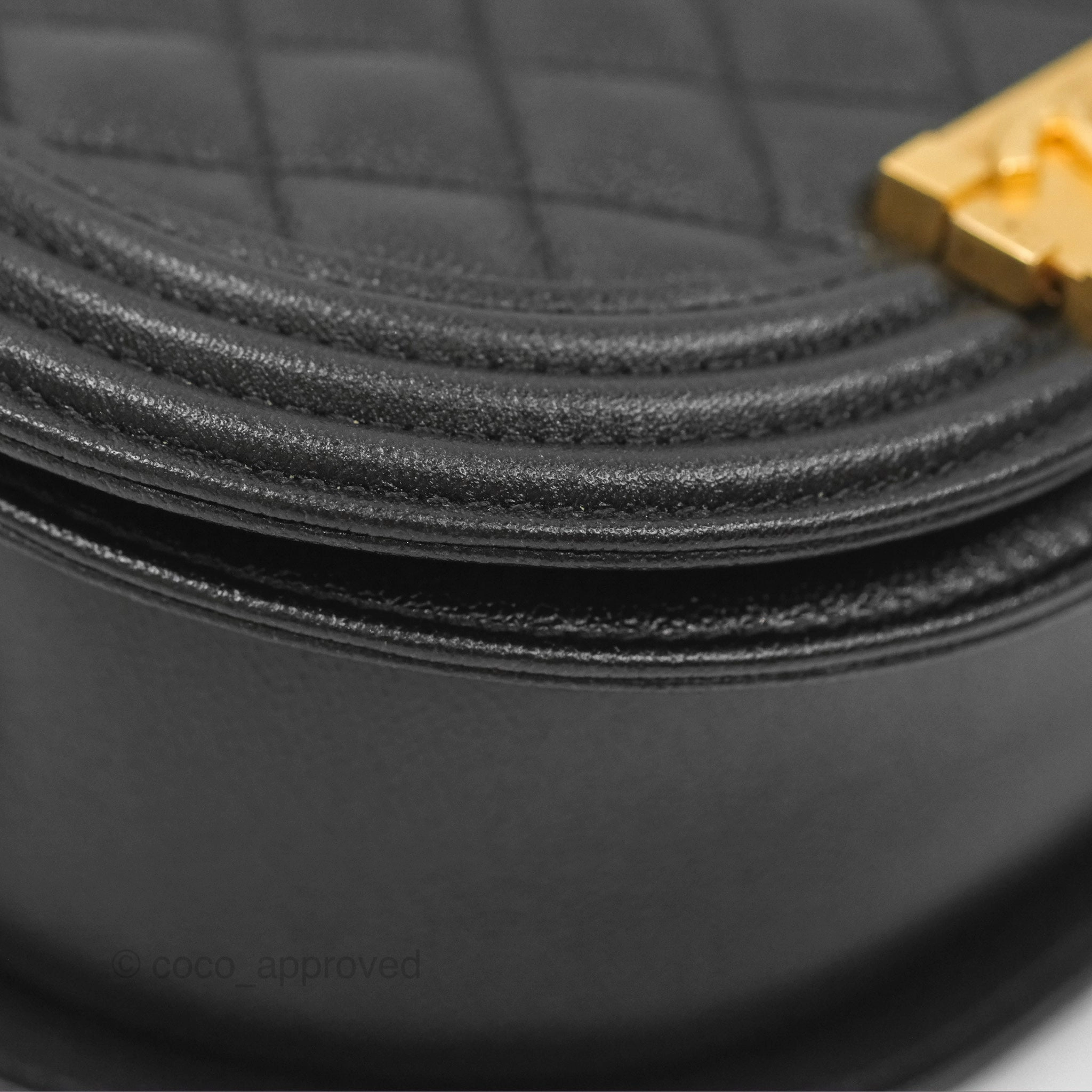 Chanel Boy Messenger Bag Black Caviar Aged Gold Hardware