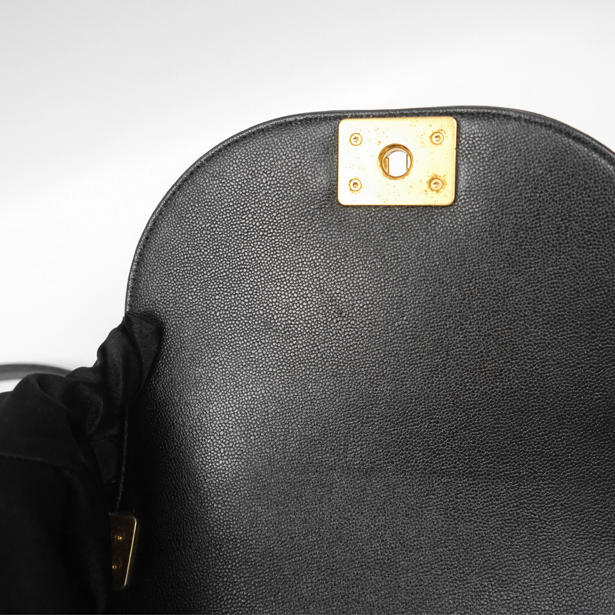 Chanel Boy Messenger Bag Black Caviar Aged Gold Hardware