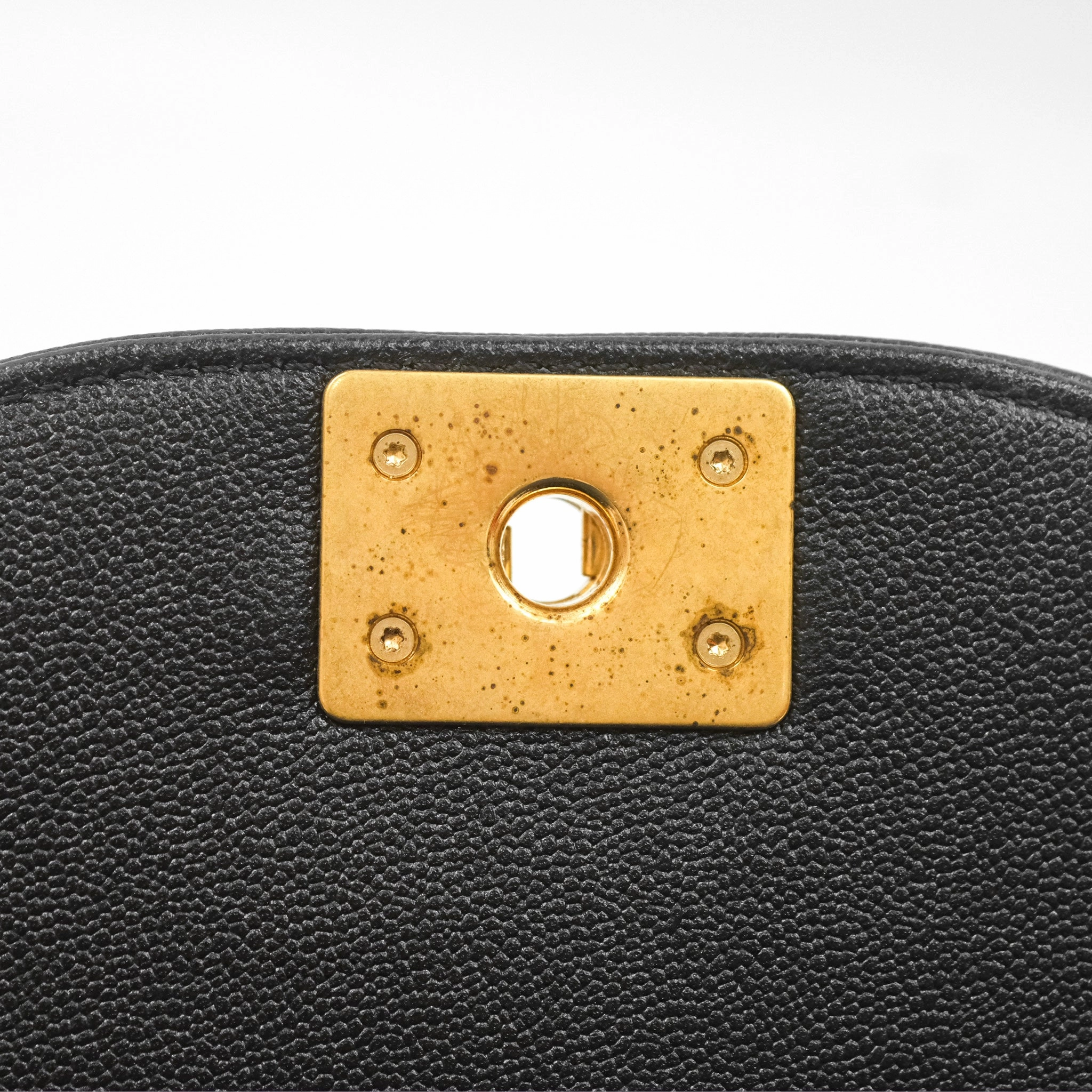 Chanel Boy Messenger Bag Black Caviar Aged Gold Hardware