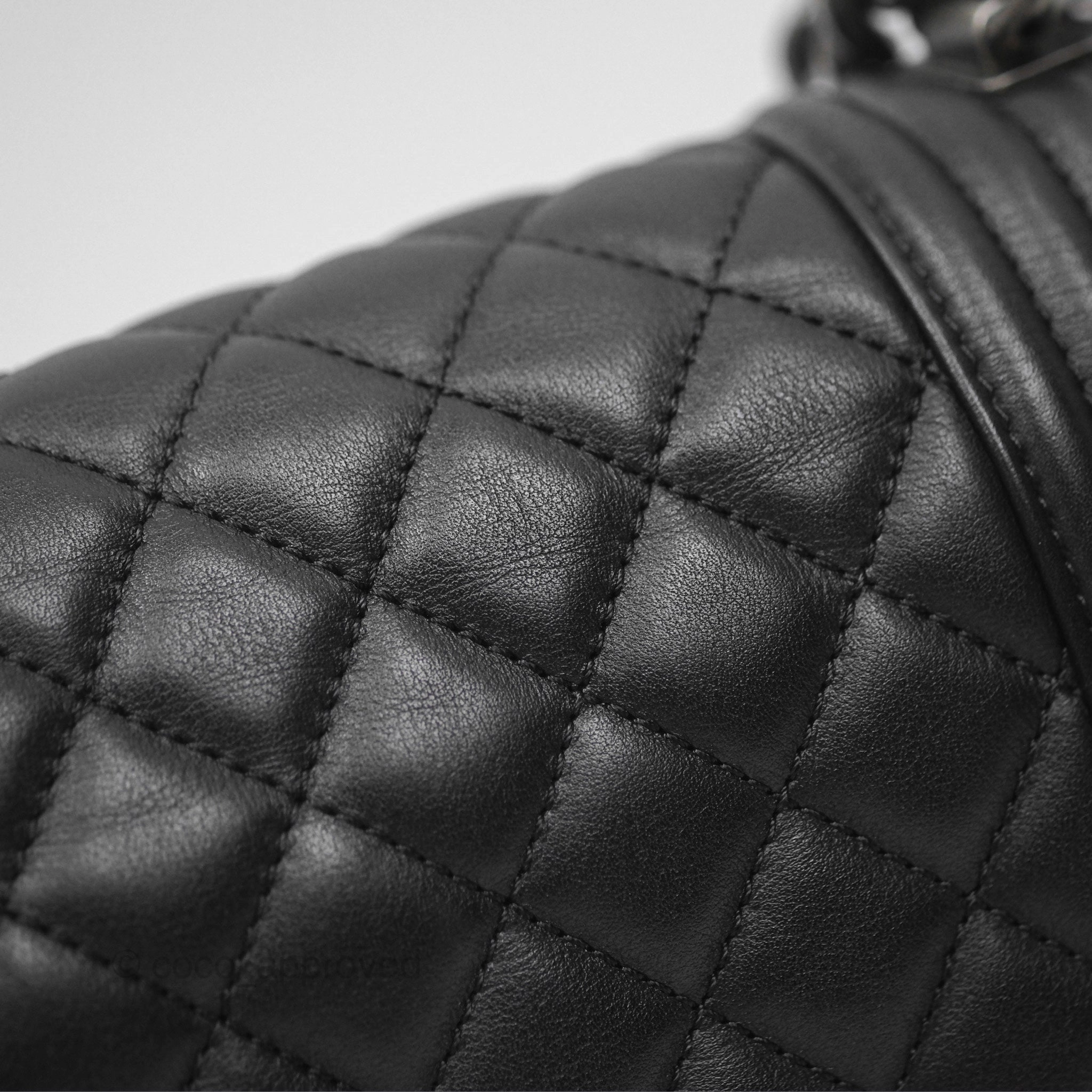 Chanel Boy Quilted Medium Black Calfskin Ruthenium Hardware