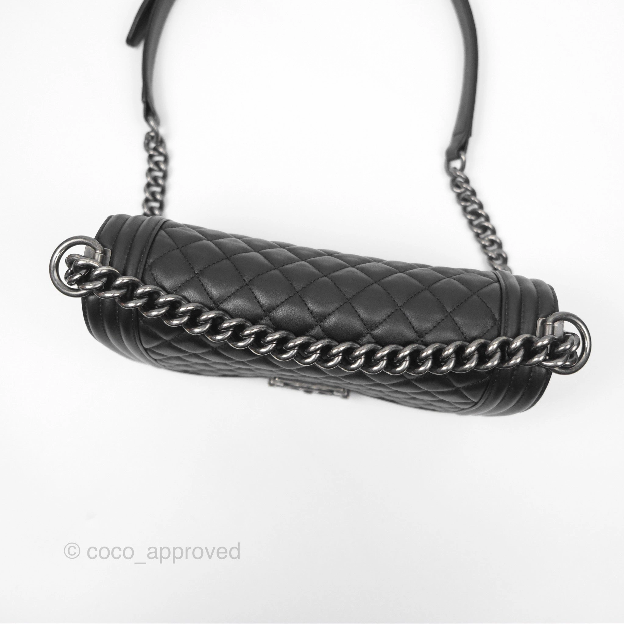 Chanel Boy Quilted Medium Black Calfskin Ruthenium Hardware