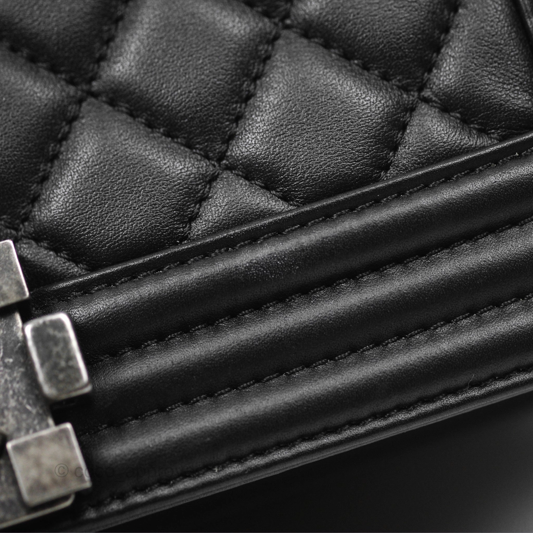 Chanel Boy Quilted Medium Black Calfskin Ruthenium Hardware