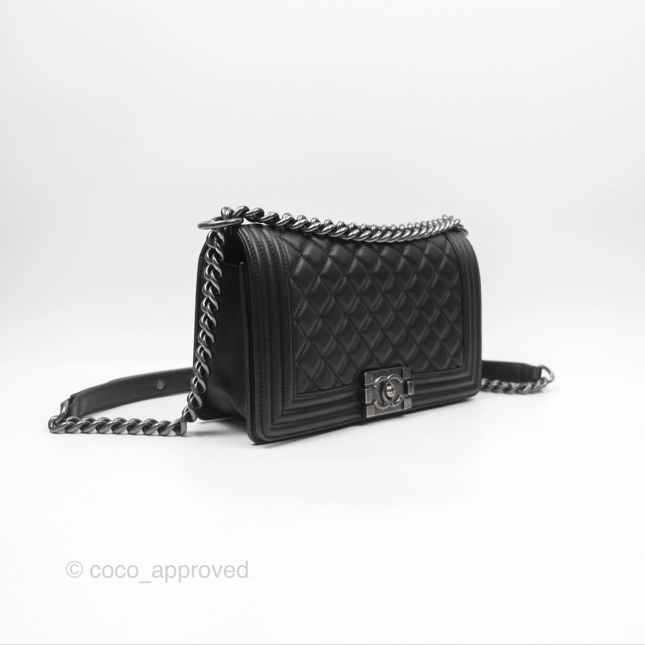 Chanel Boy Quilted Medium Black Calfskin Ruthenium Hardware