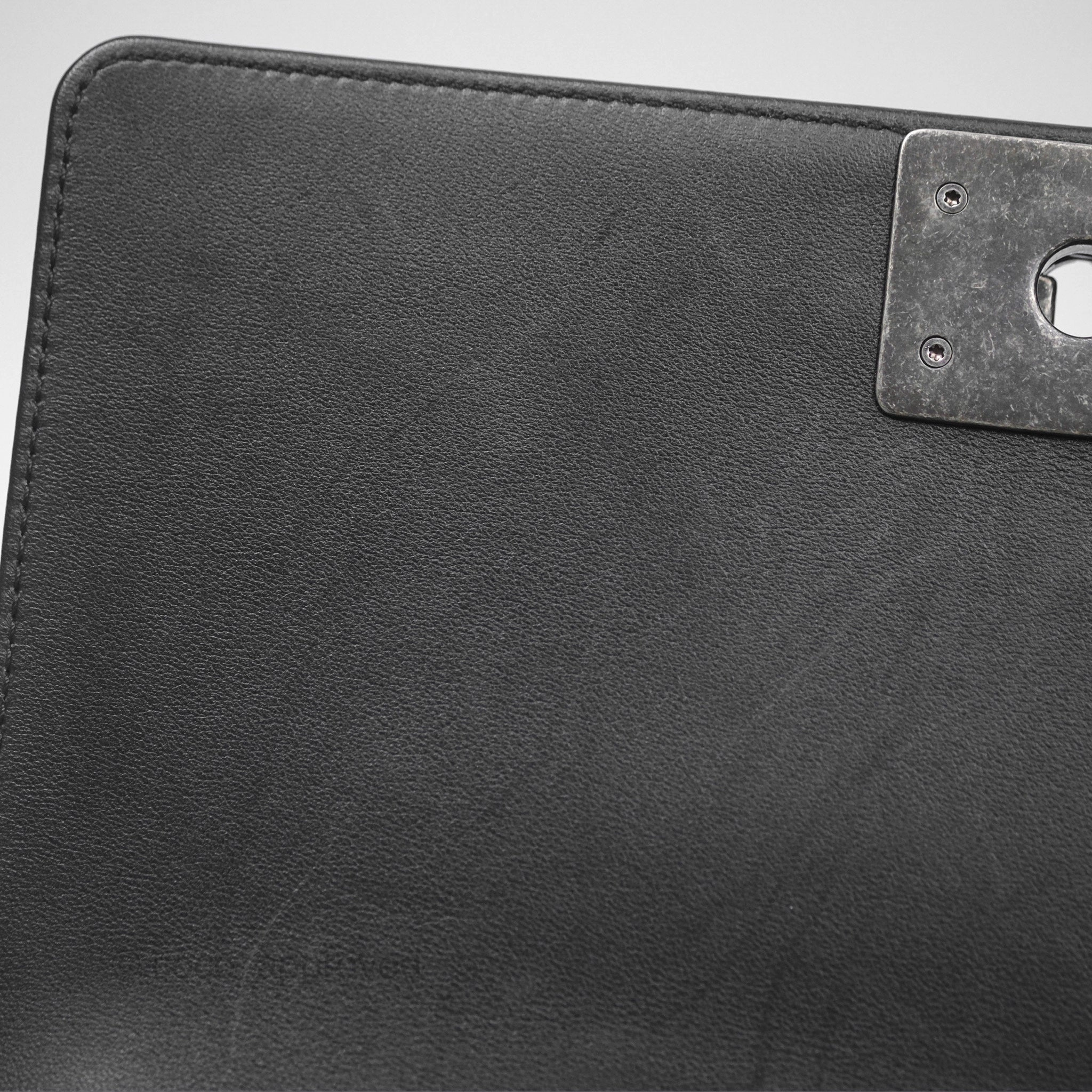 Chanel Boy Quilted Medium Black Calfskin Ruthenium Hardware