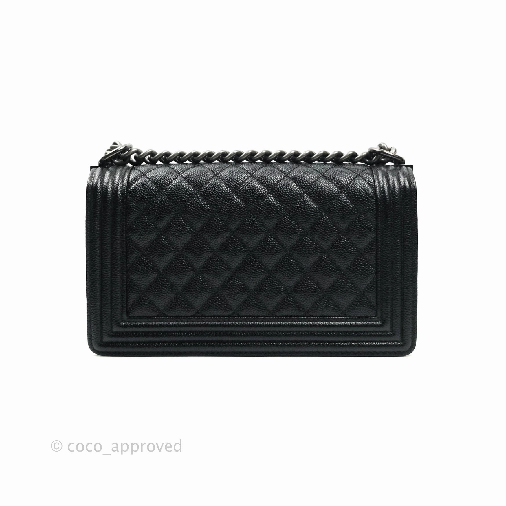 Chanel Boy Quilted Medium Black Caviar Ruthenium Hardware
