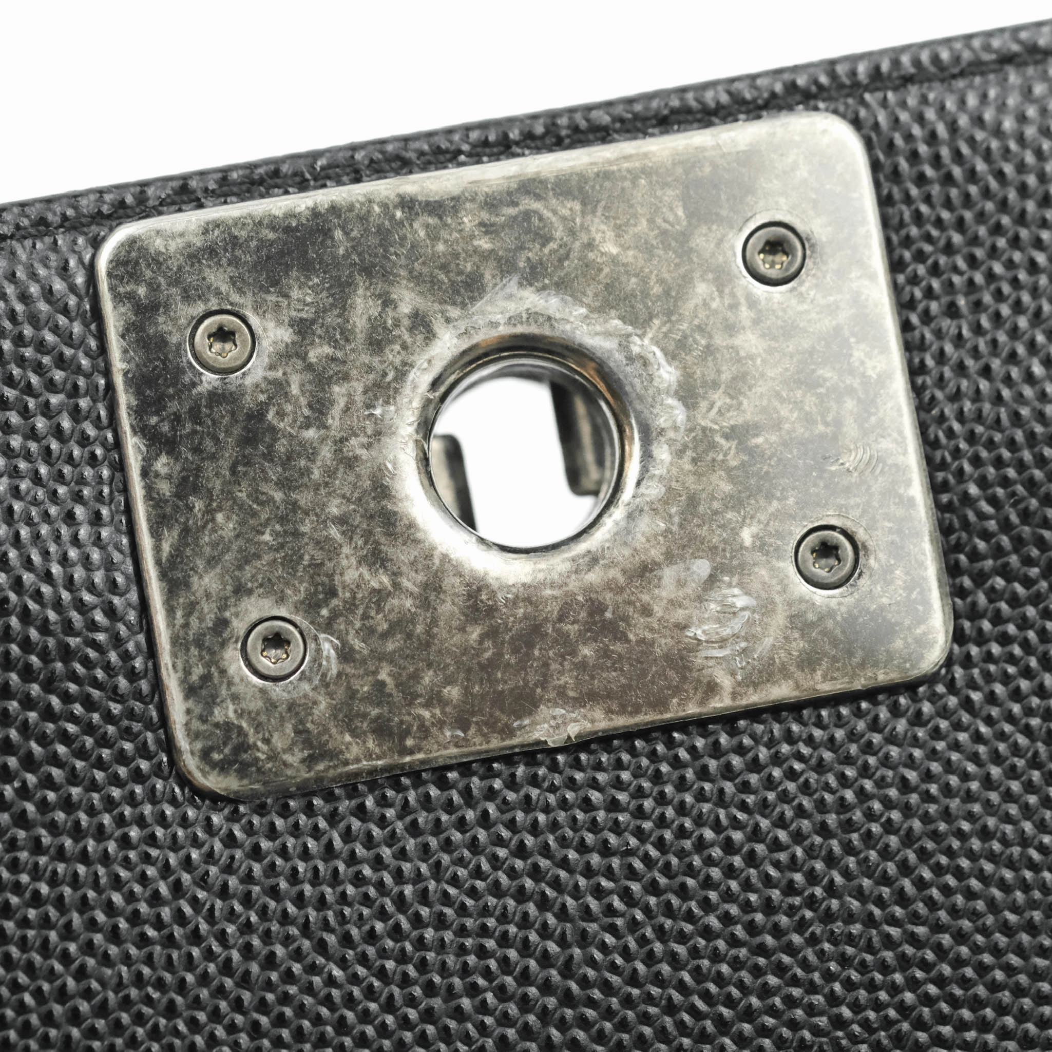 Chanel Boy Quilted Medium Black Caviar Ruthenium Hardware