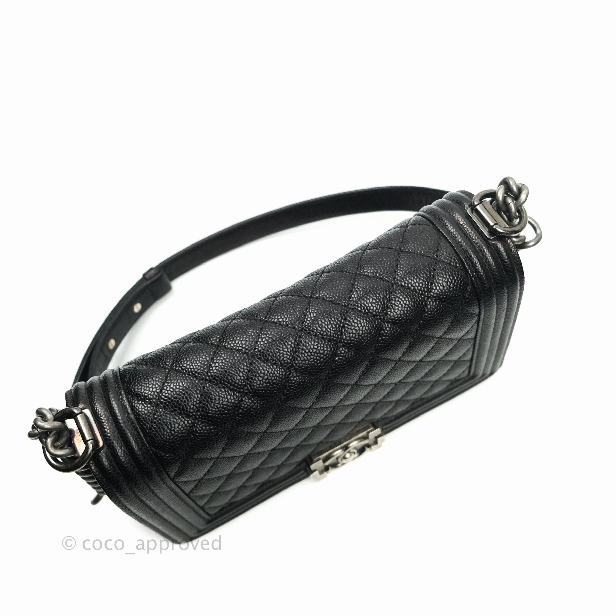 Chanel Boy Quilted Medium Black Caviar Ruthenium Hardware