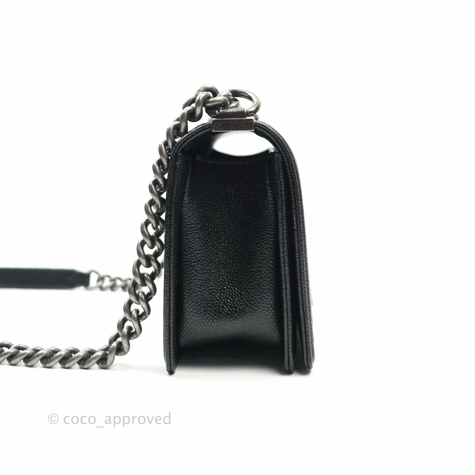 Chanel Boy Quilted Medium Black Caviar Ruthenium Hardware