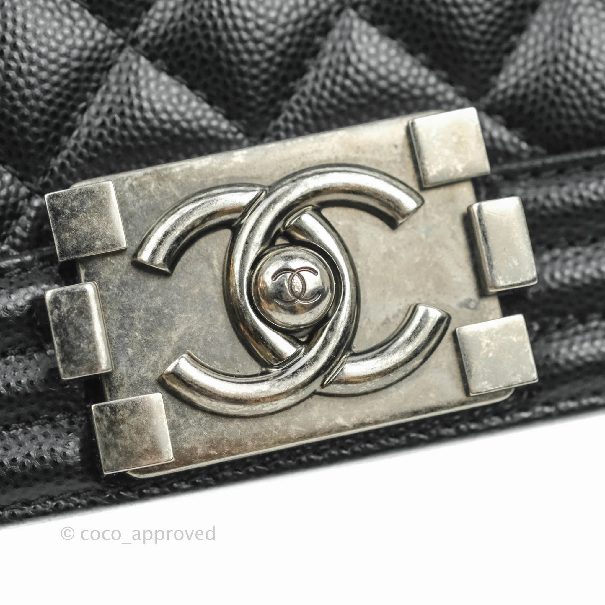 Chanel Boy Quilted Medium Black Caviar Ruthenium Hardware