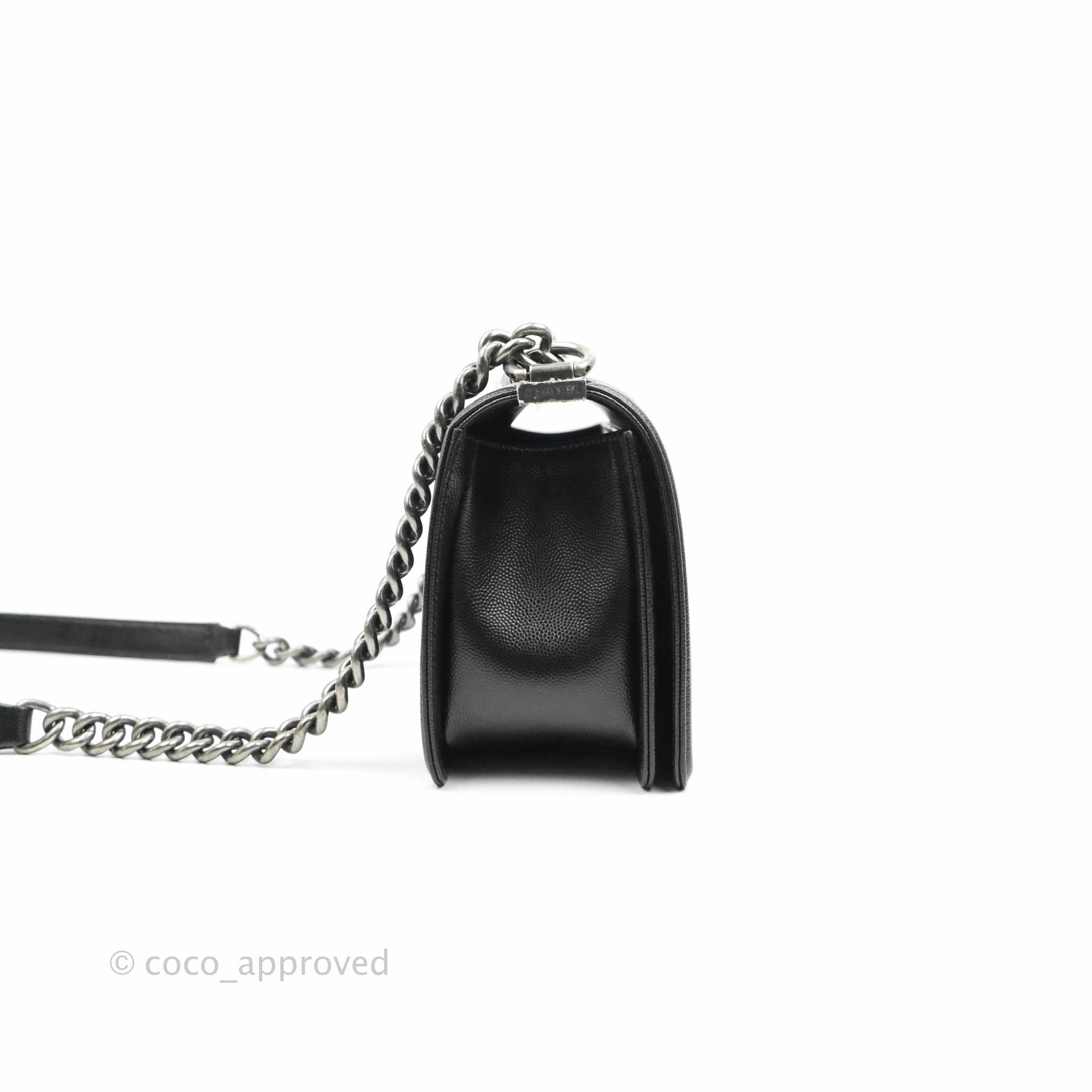 Chanel Boy Quilted Medium Black Caviar Ruthenium Hardware