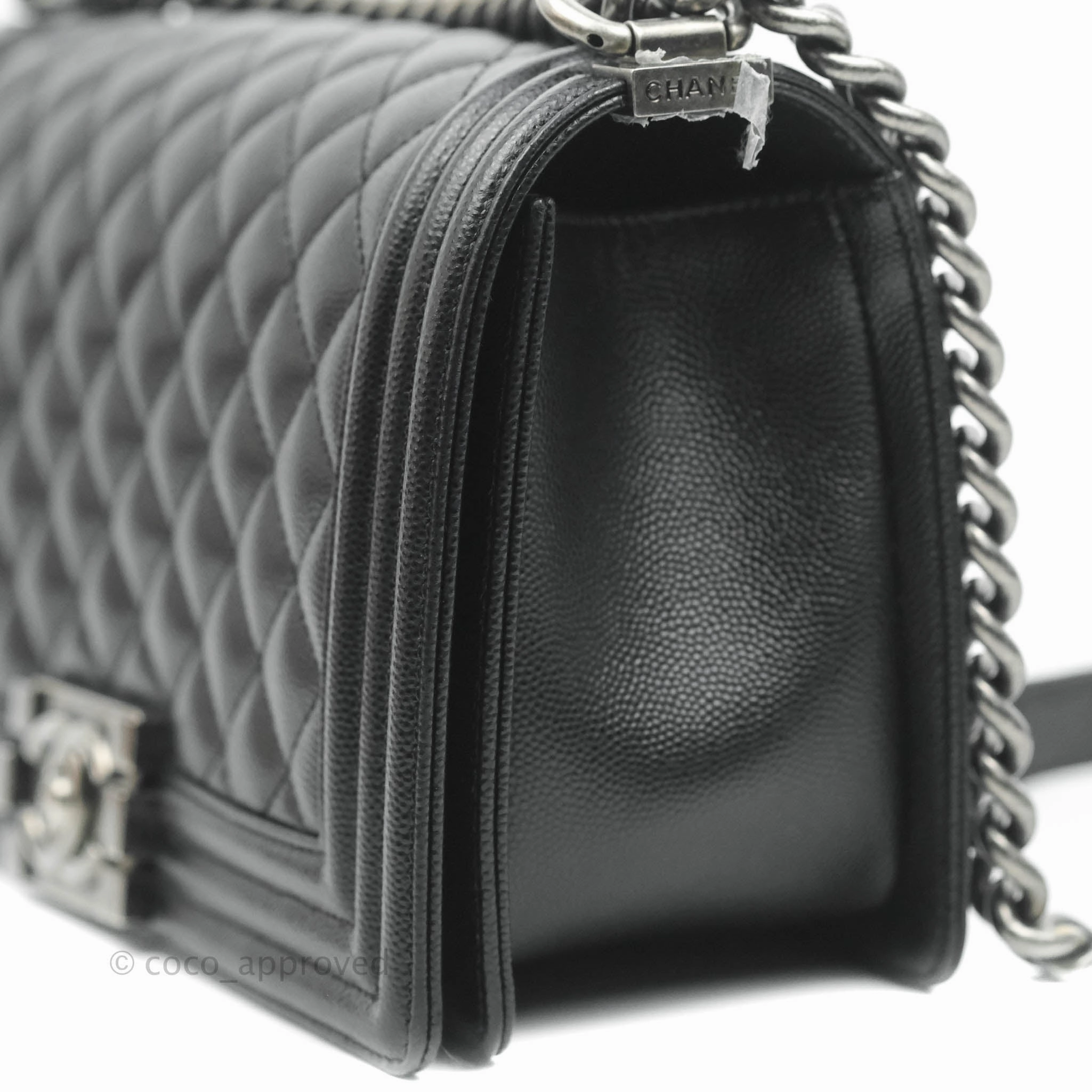 Chanel Boy Quilted Medium Black Caviar Ruthenium Hardware