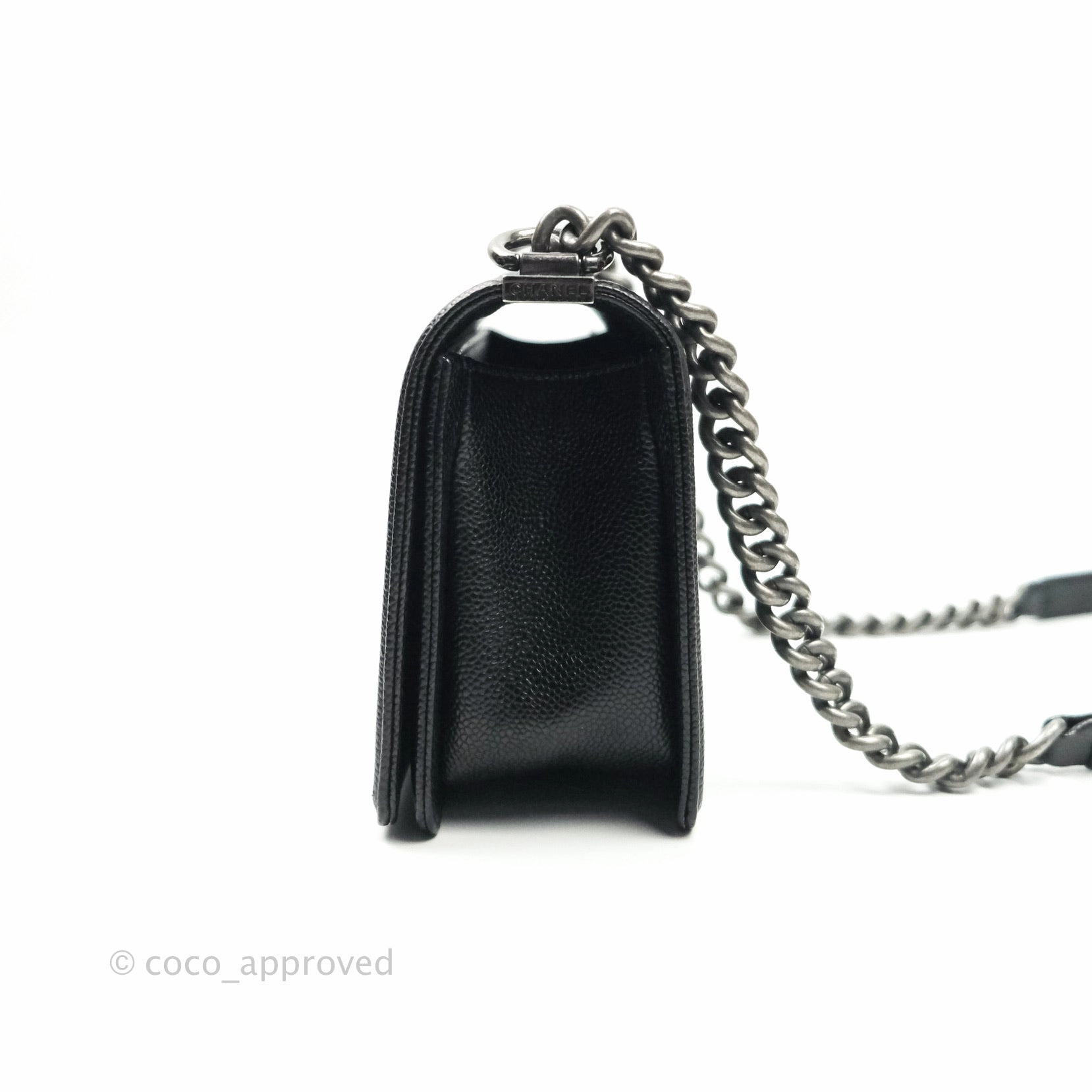 Chanel Boy Quilted Medium Black Caviar Ruthenium Hardware