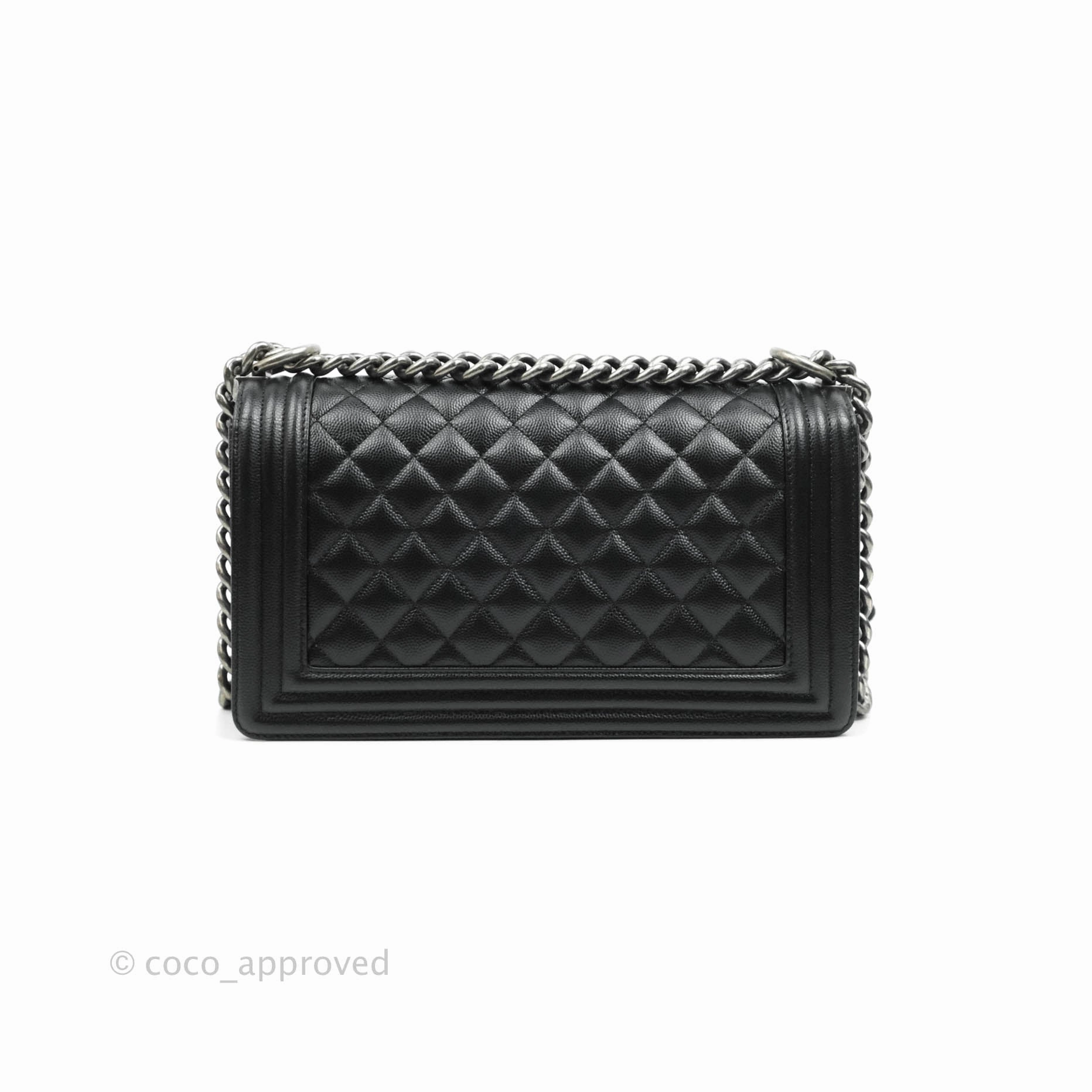 Chanel Boy Quilted Medium Black Caviar Ruthenium Hardware