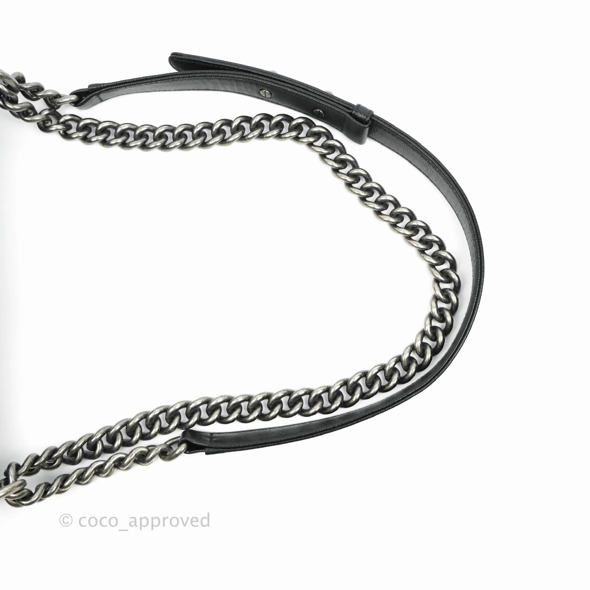Chanel Boy Quilted Medium Black Caviar Ruthenium Hardware