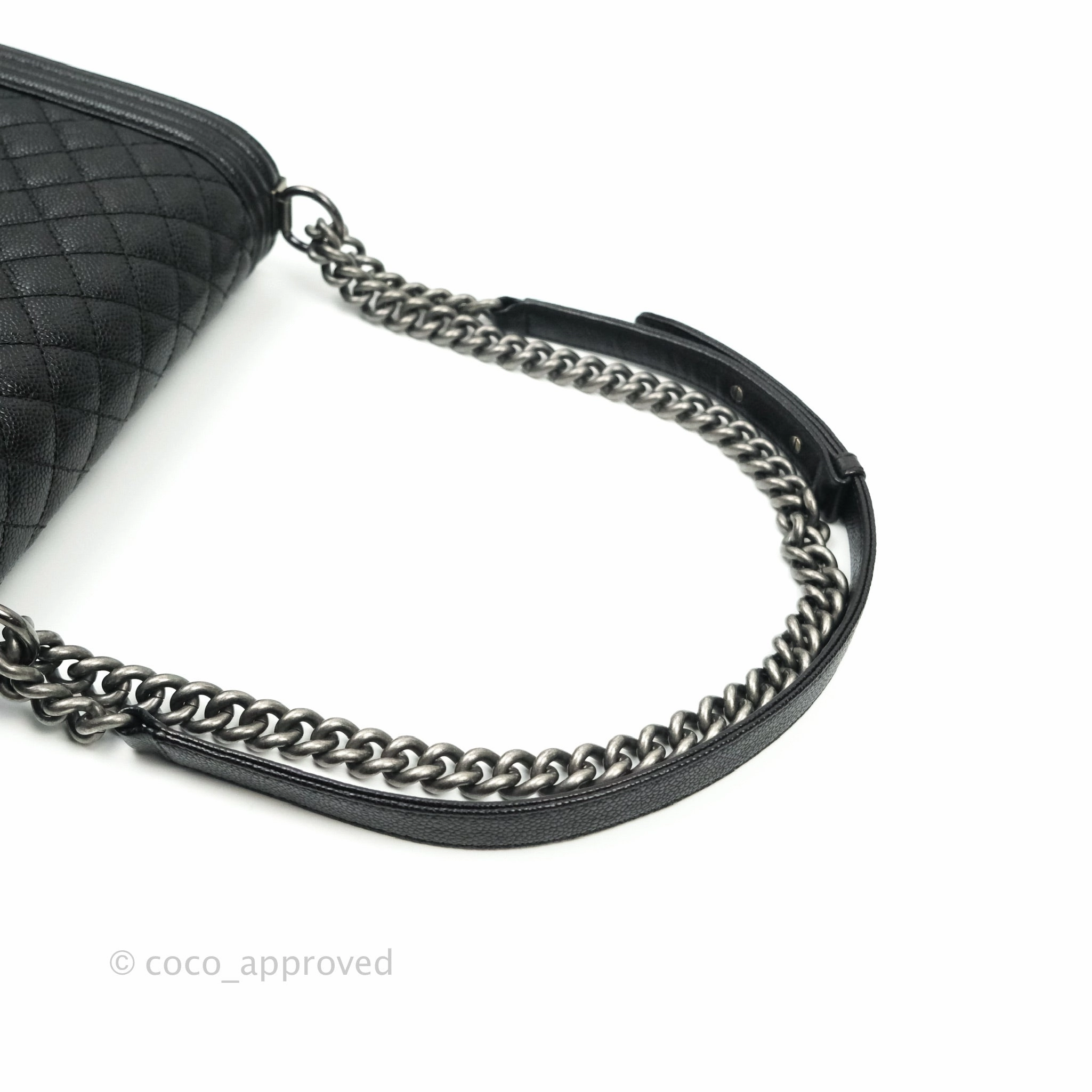 Chanel Boy Quilted Medium Black Caviar Ruthenium Hardware