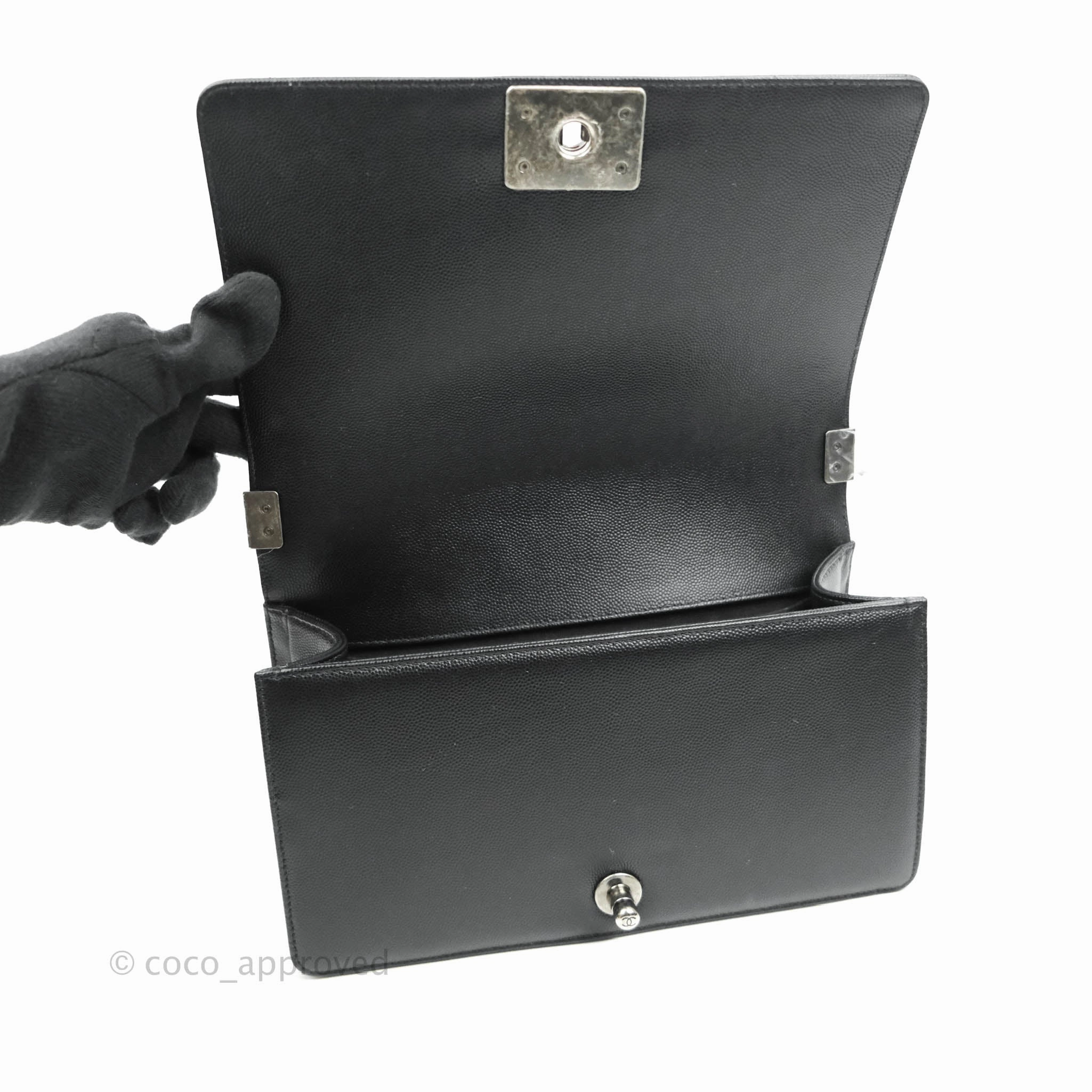 Chanel Boy Quilted Medium Black Caviar Ruthenium Hardware