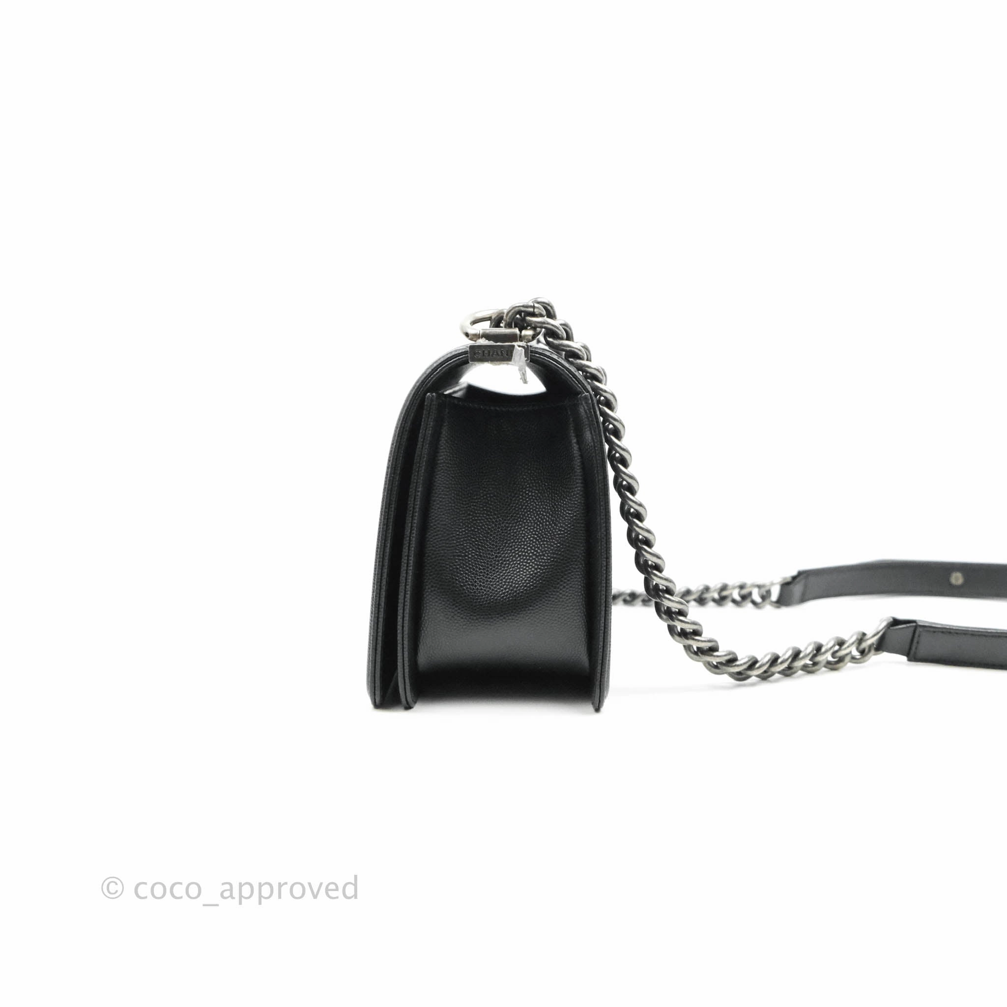 Chanel Boy Quilted Medium Black Caviar Ruthenium Hardware