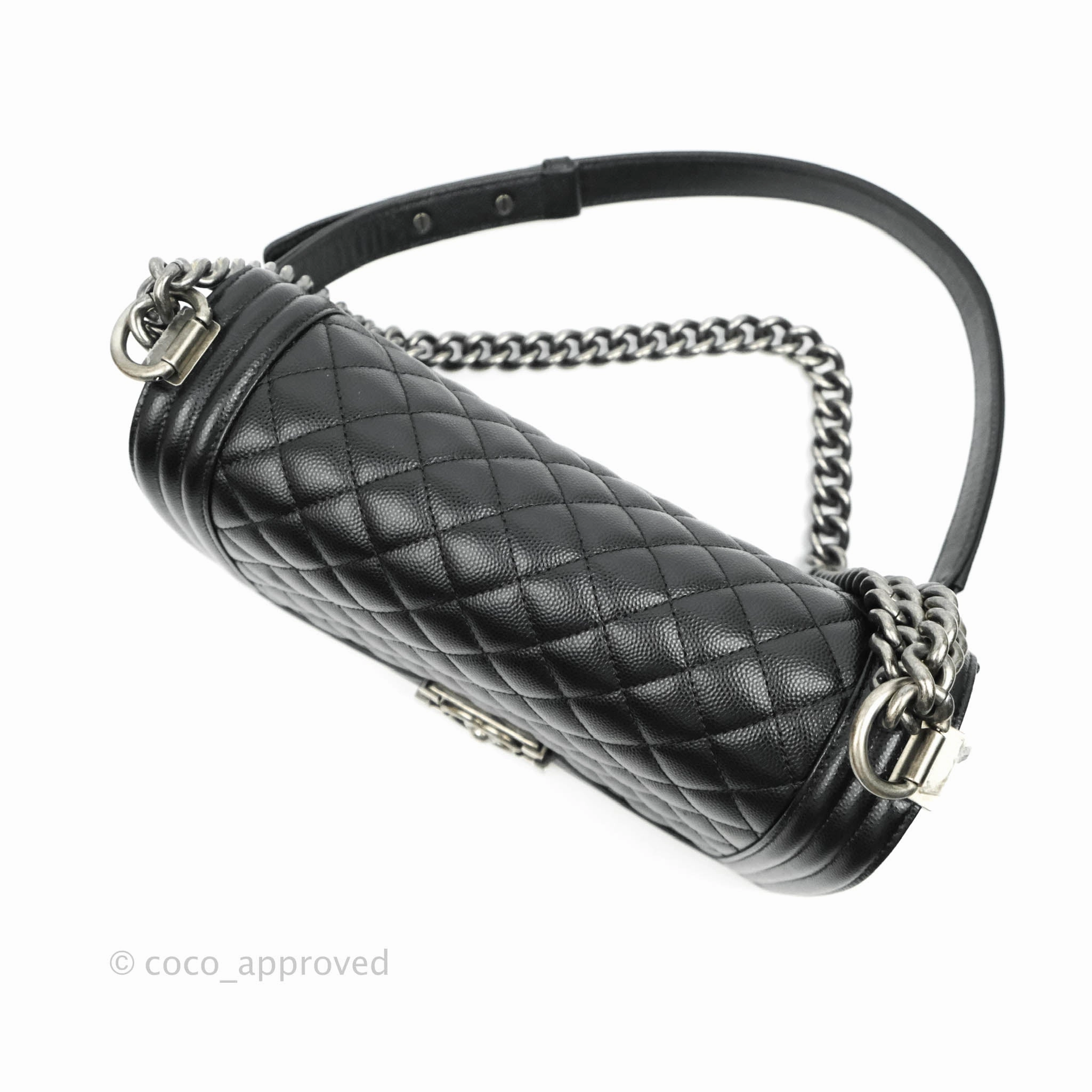 Chanel Boy Quilted Medium Black Caviar Ruthenium Hardware