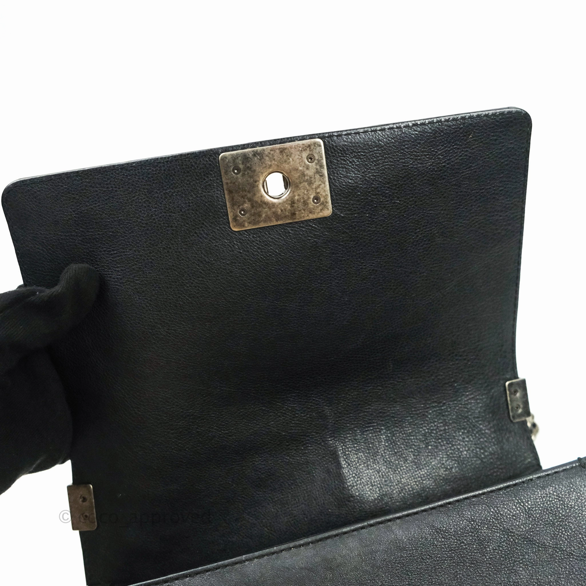 Chanel Boy Quilted Medium Black Grained Calfskin Ruthenium Hardware