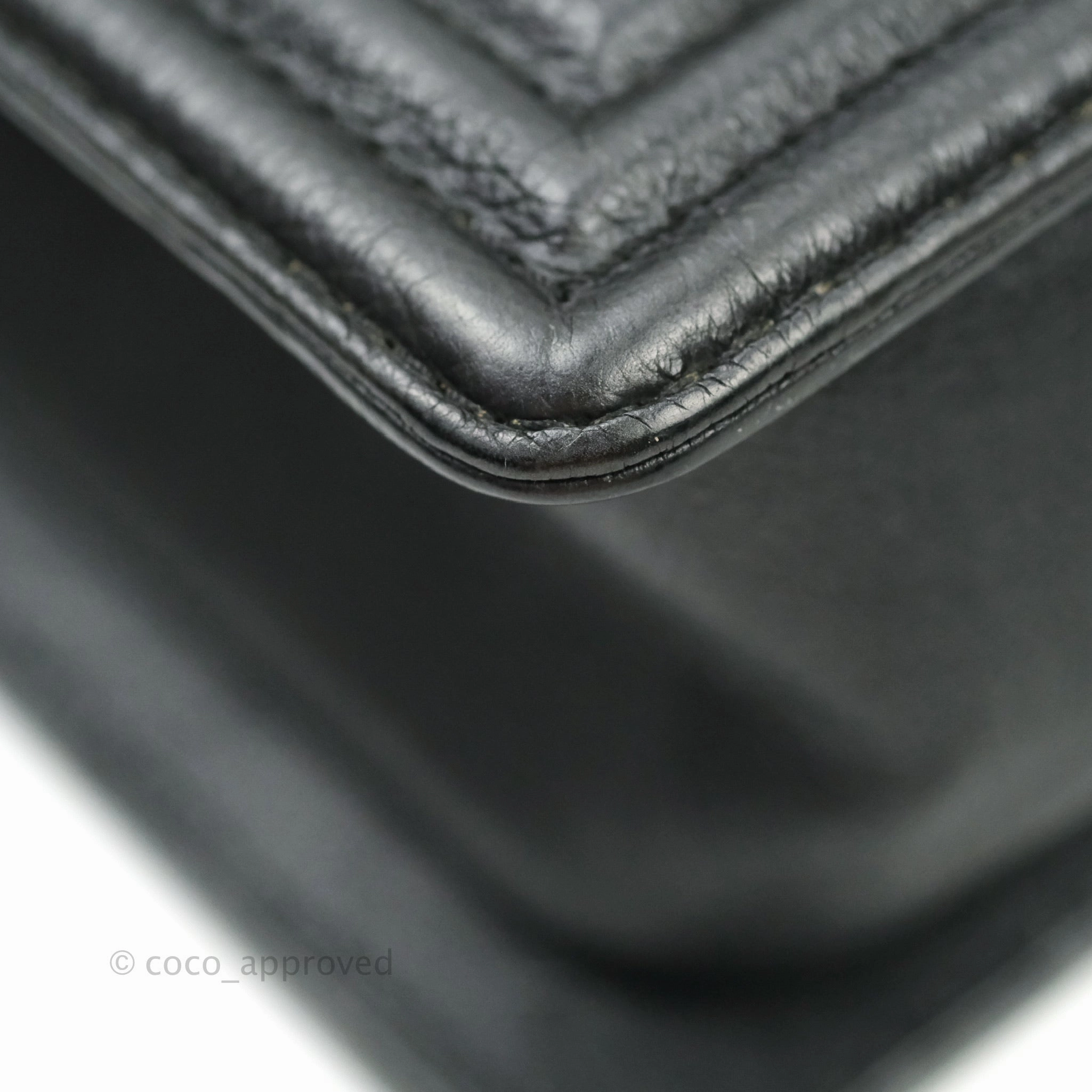 Chanel Boy Quilted Medium Black Grained Calfskin Ruthenium Hardware