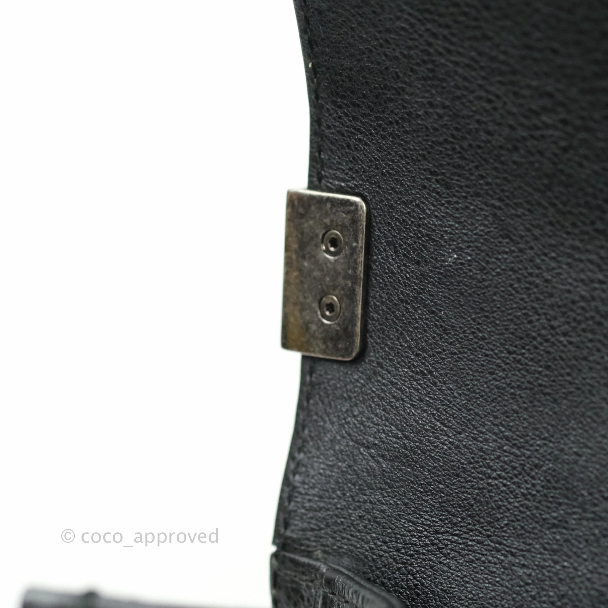 Chanel Boy Quilted Medium Black Grained Calfskin Ruthenium Hardware