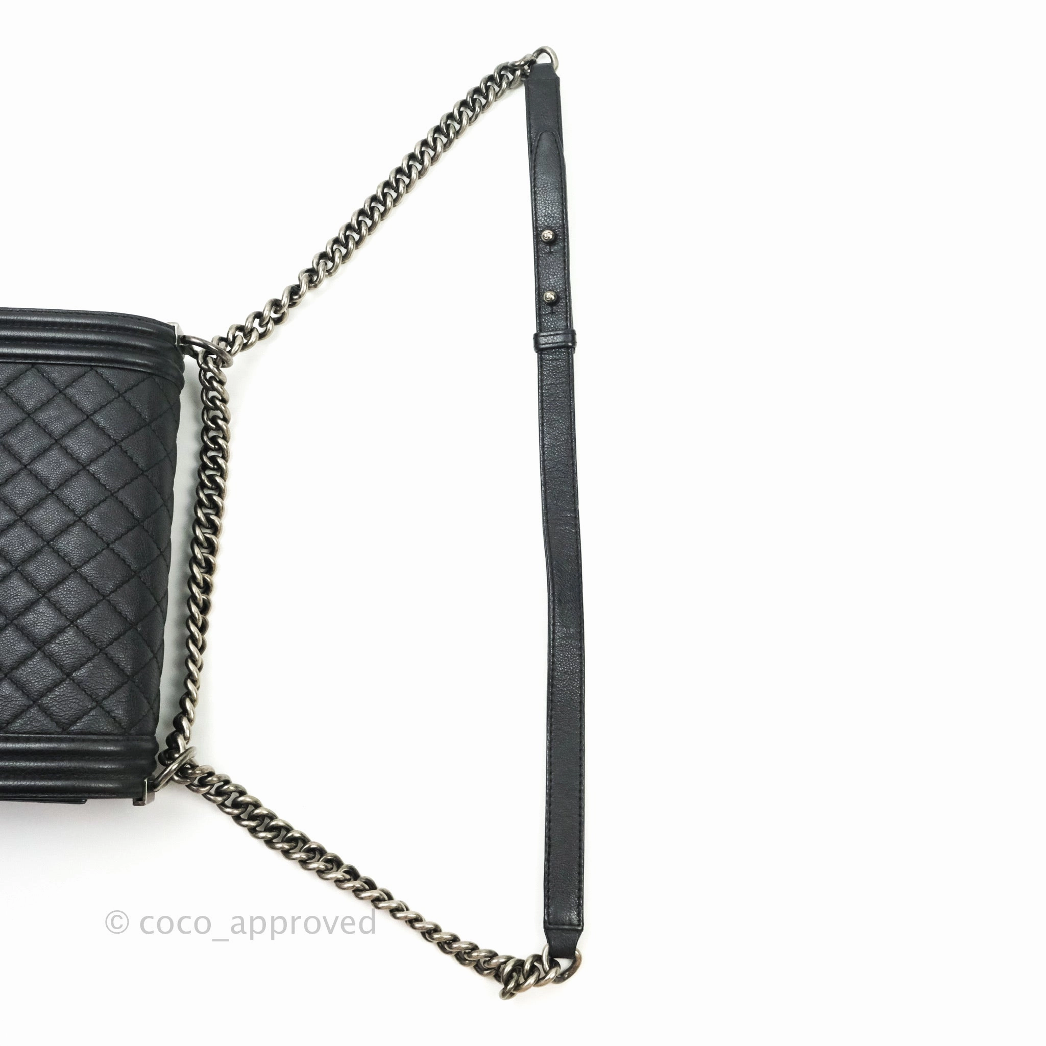 Chanel Boy Quilted Medium Black Grained Calfskin Ruthenium Hardware