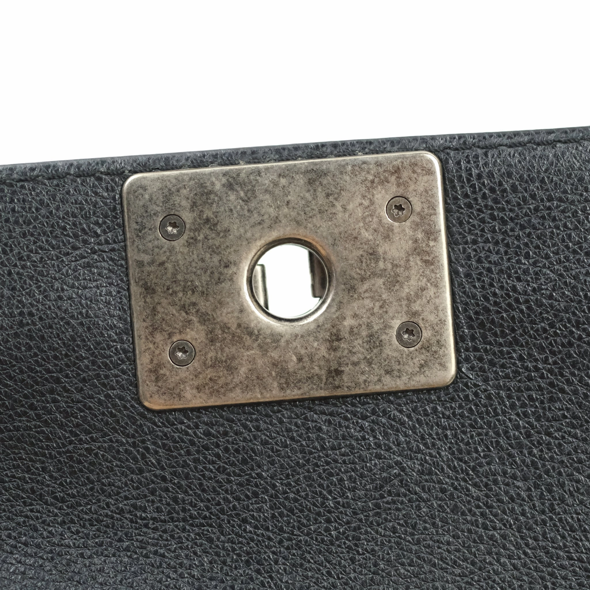 Chanel Boy Quilted Medium Black Grained Calfskin Ruthenium Hardware