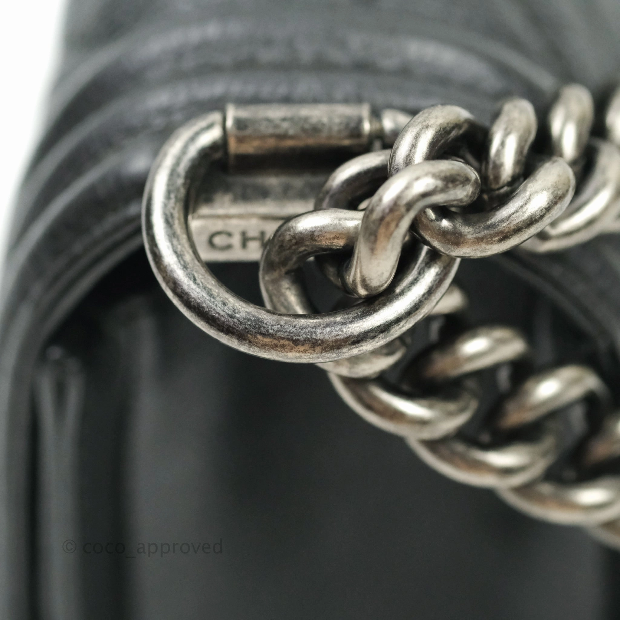 Chanel Boy Quilted Medium Black Grained Calfskin Ruthenium Hardware