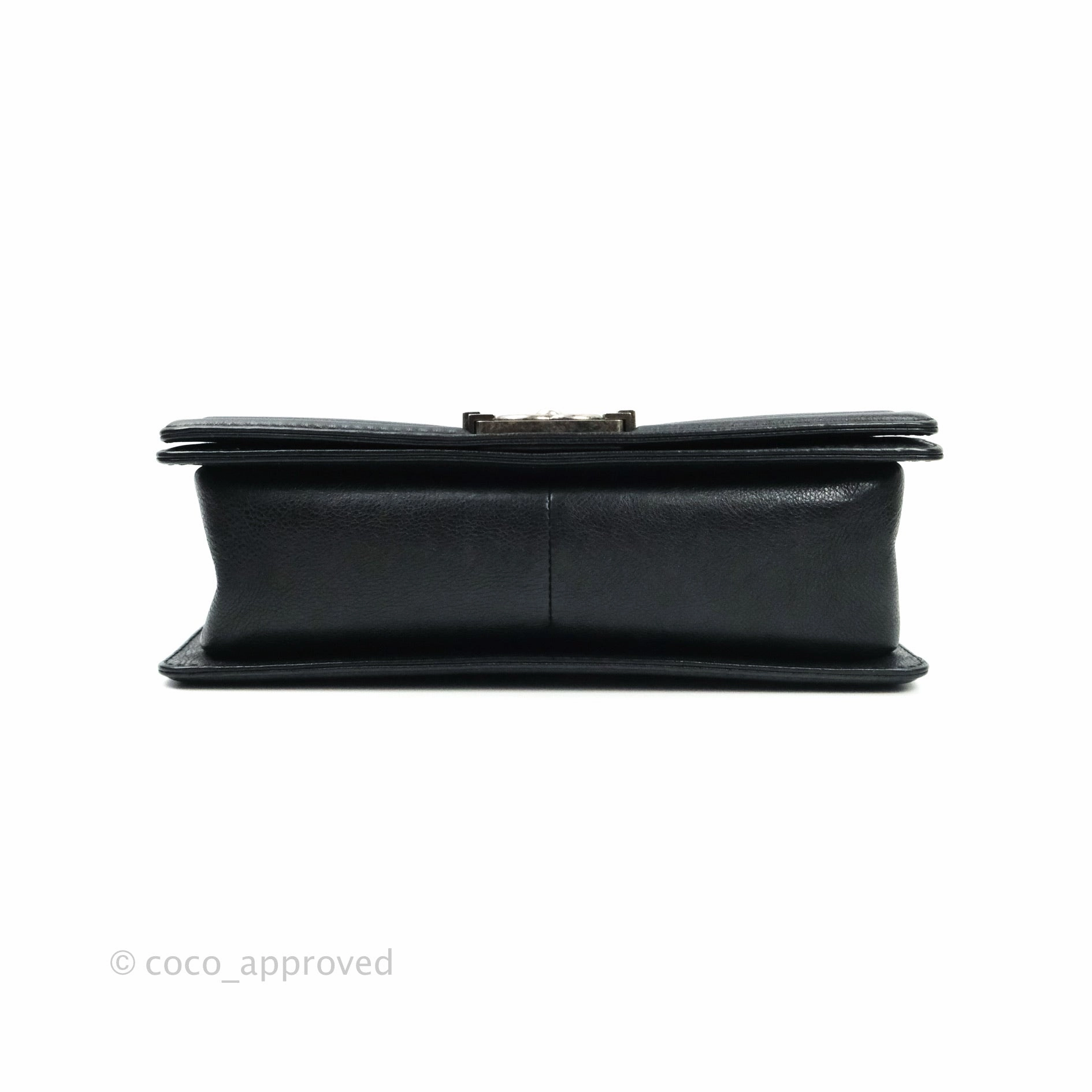 Chanel Boy Quilted Medium Black Grained Calfskin Ruthenium Hardware
