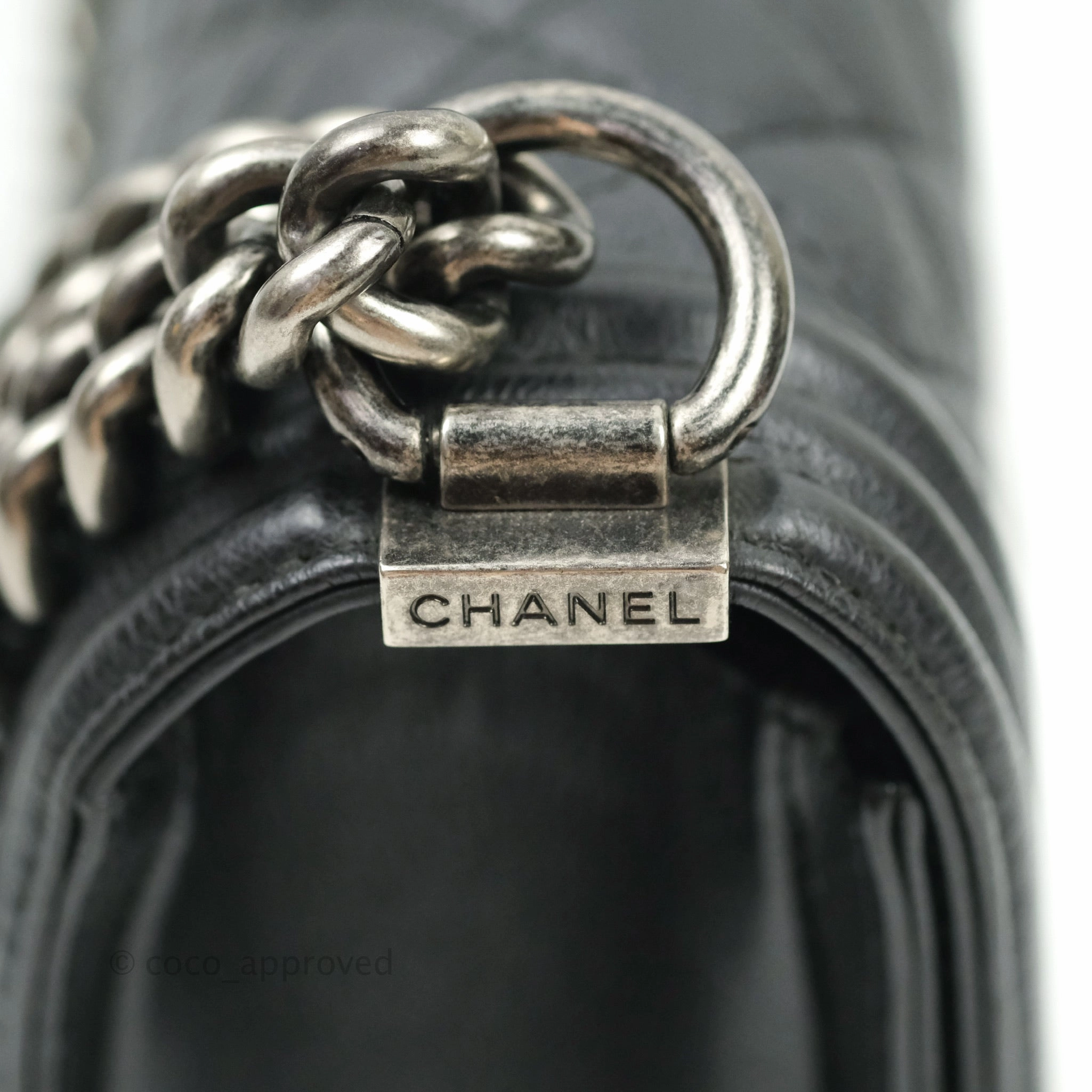 Chanel Boy Quilted Medium Black Grained Calfskin Ruthenium Hardware
