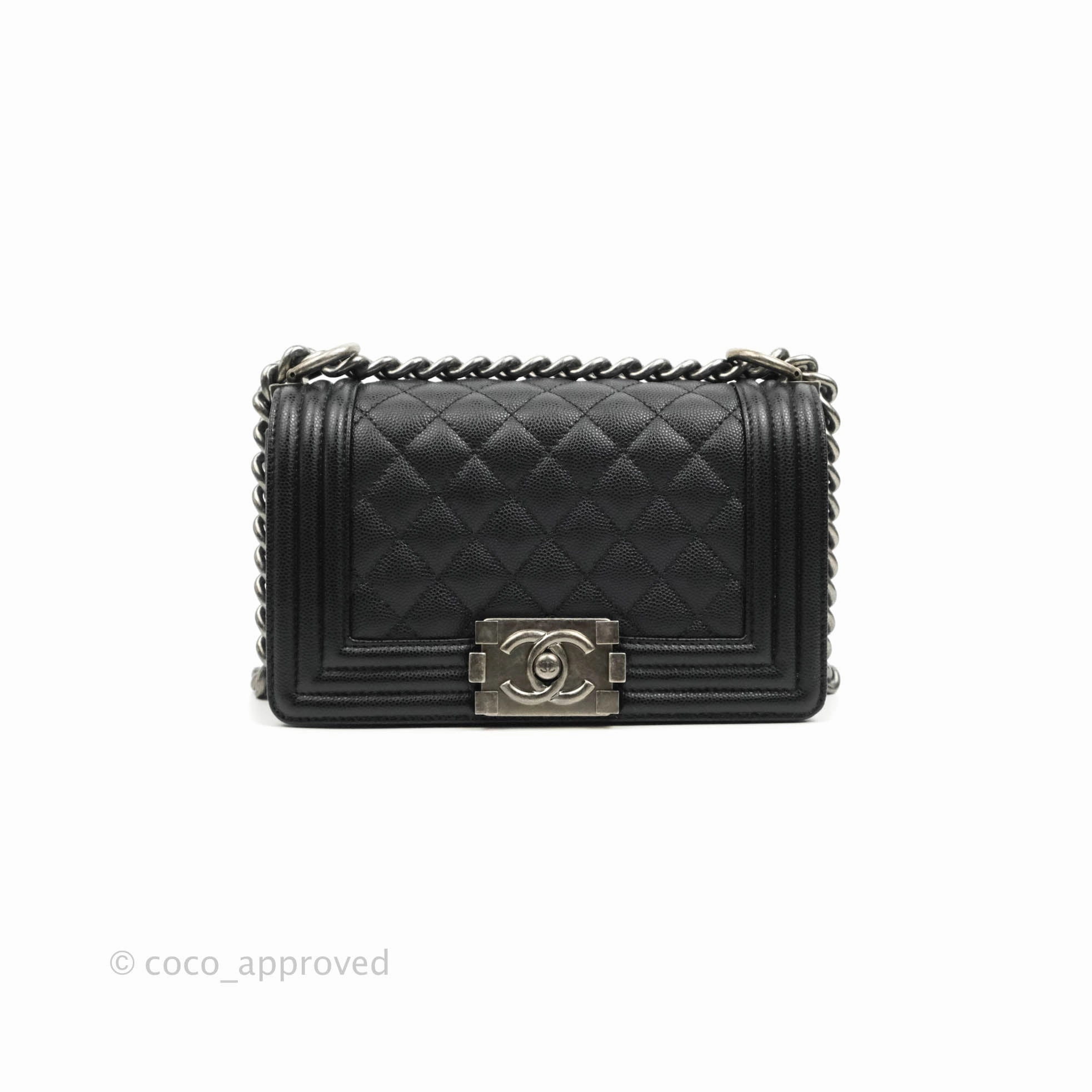Chanel Boy Quilted Small Black Caviar Ruthenium Hardware