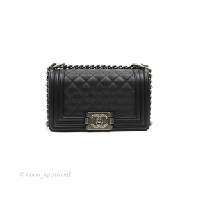 Chanel Boy Quilted Small Black Caviar Ruthenium Hardware