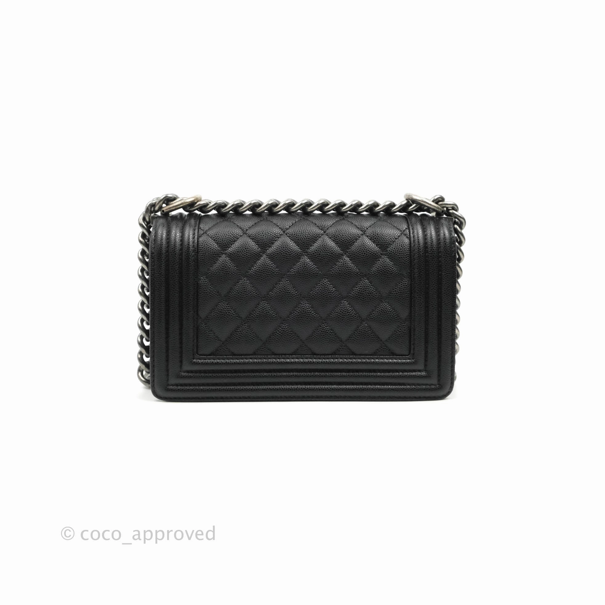 Chanel Boy Quilted Small Black Caviar Ruthenium Hardware